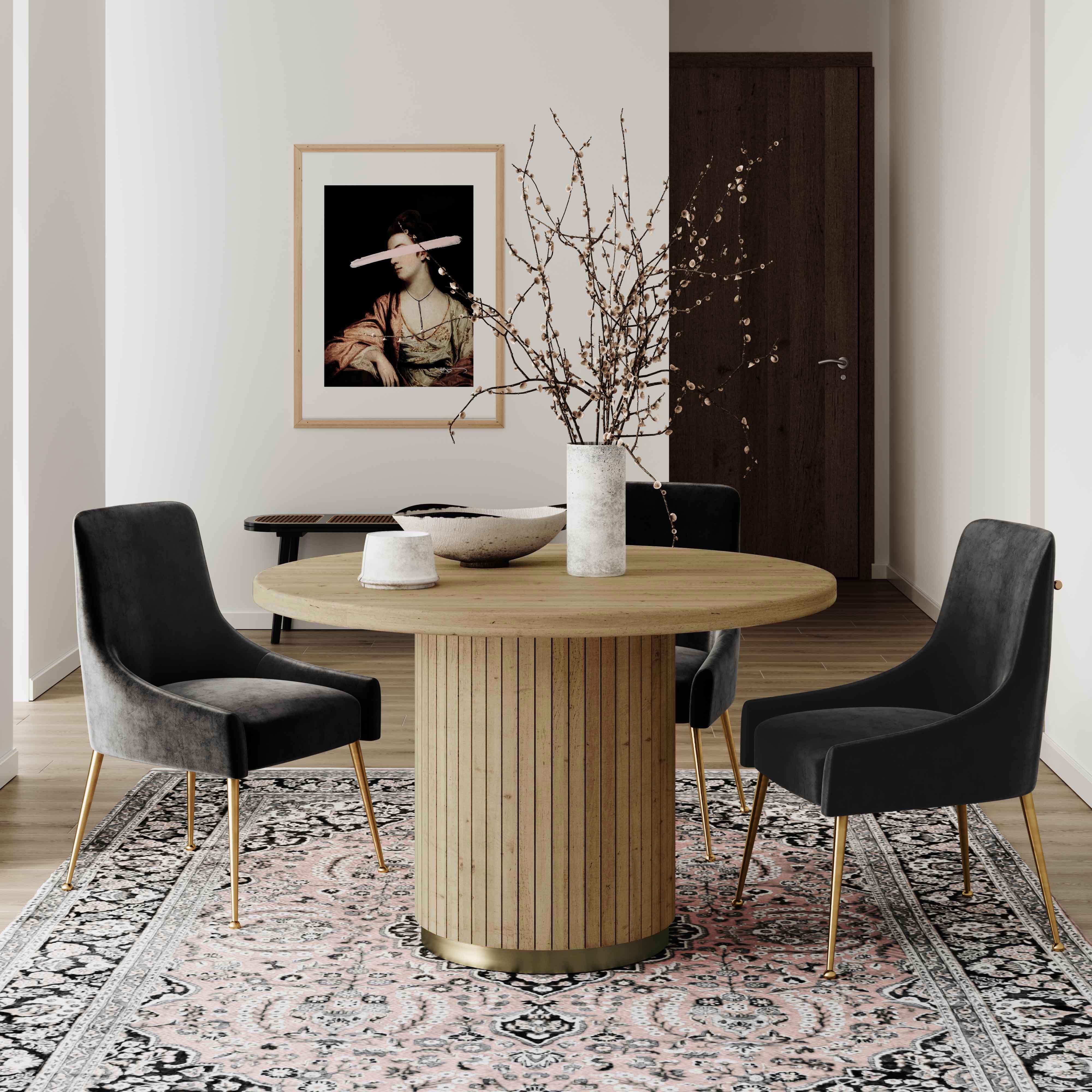 Chelsea Natural Oak Wood Round Dining Table - Remutear