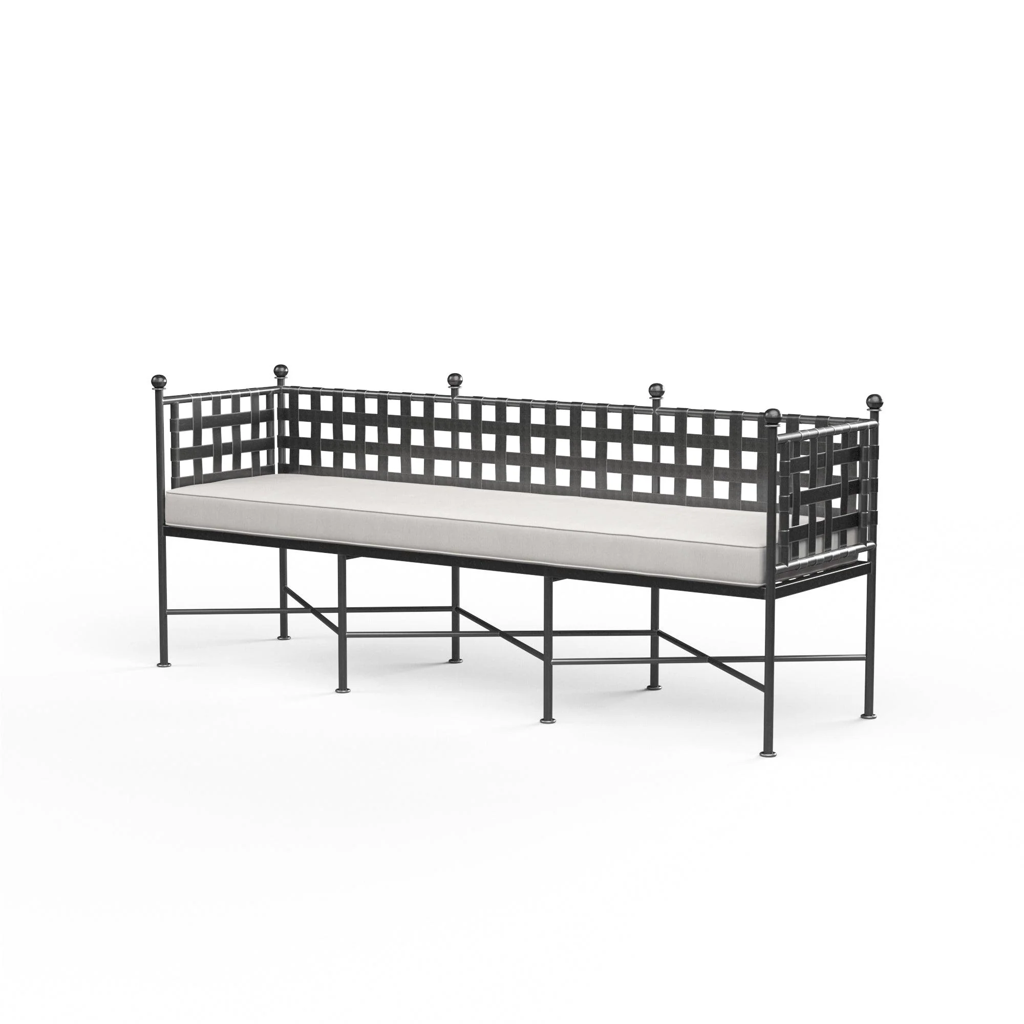 Provence Garden Bench in Canvas Flax w/ Self Welt - Remutear