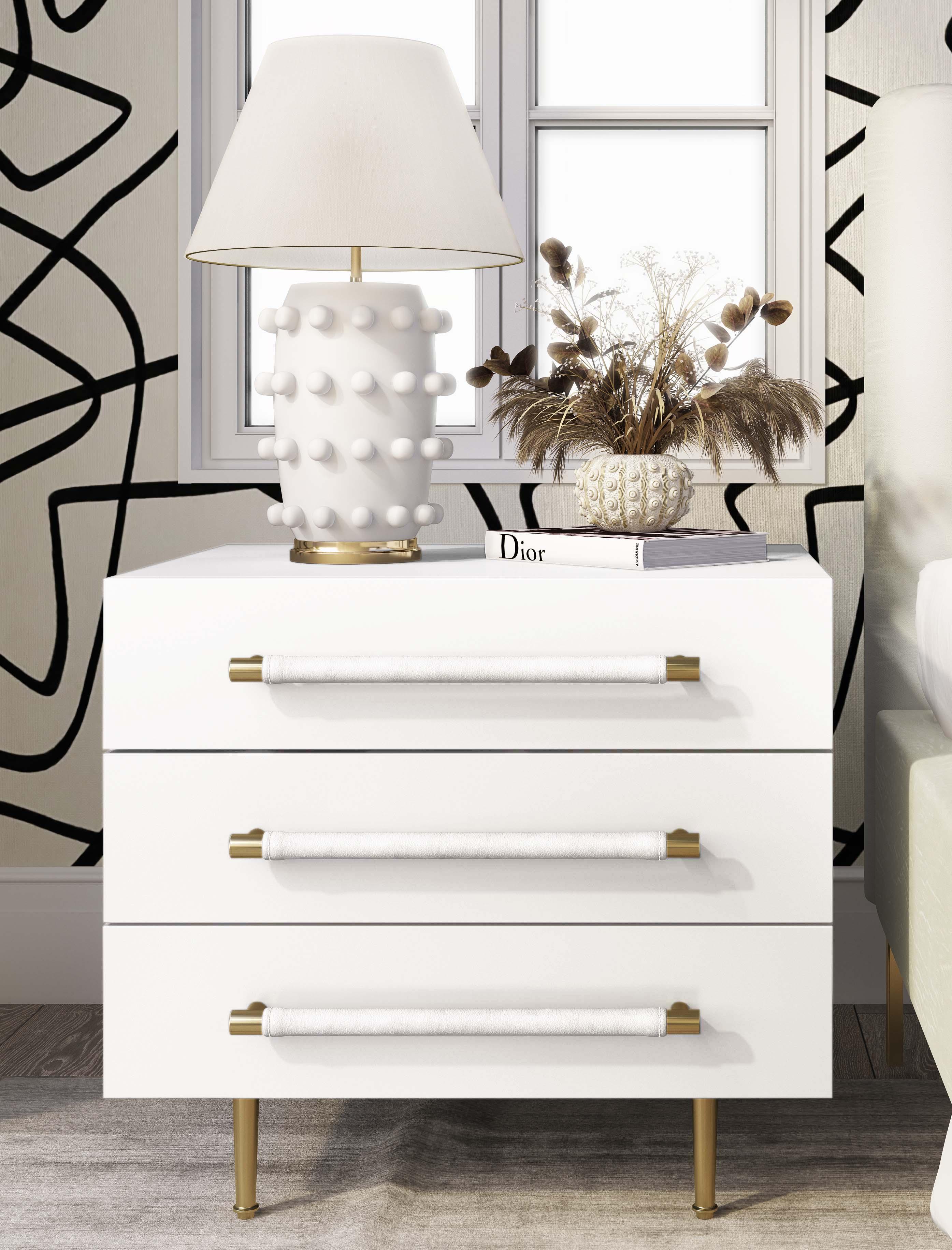 Trident White Nightstand - Remutear