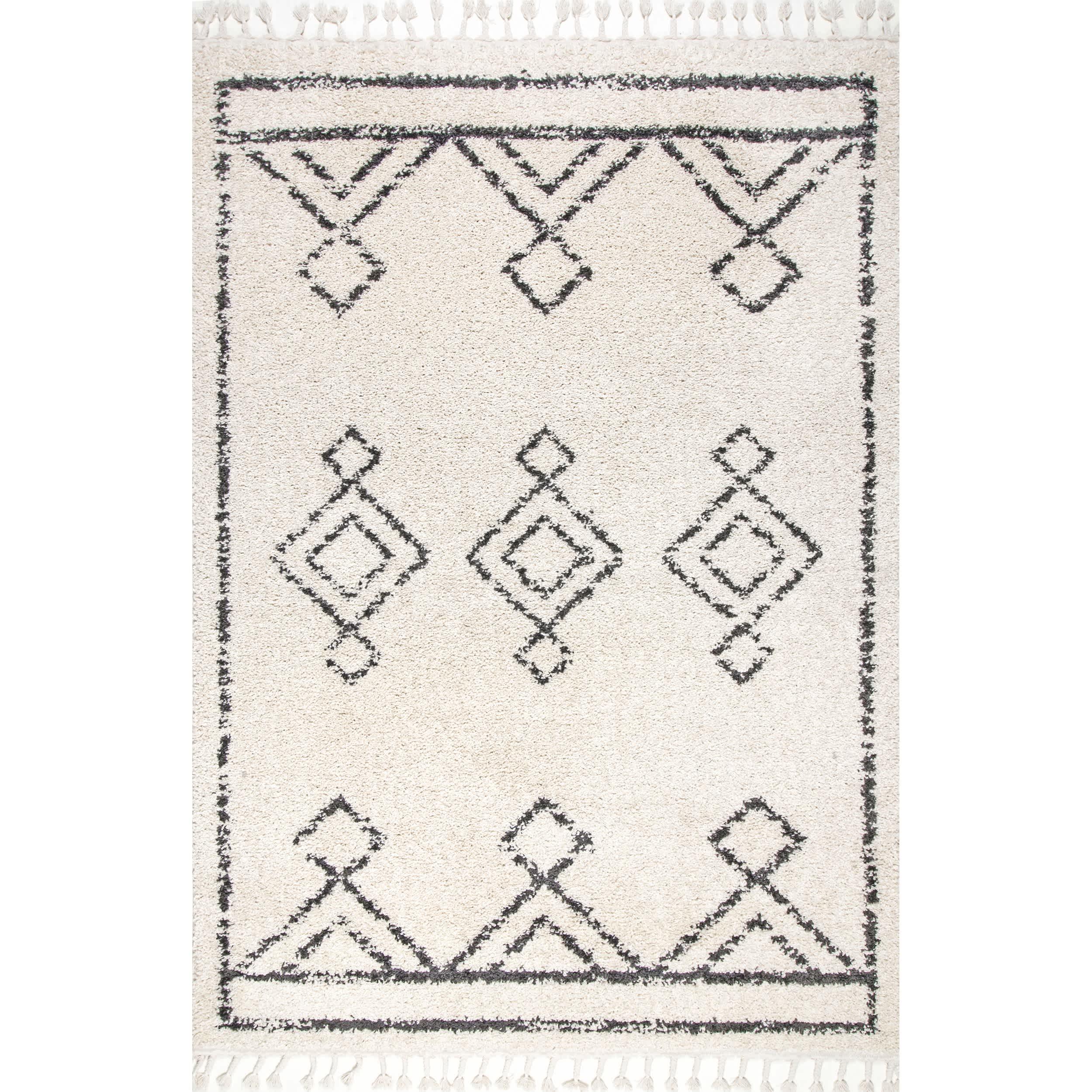 Mackie Moroccan Diamond Tassel Area Rug - Remutear