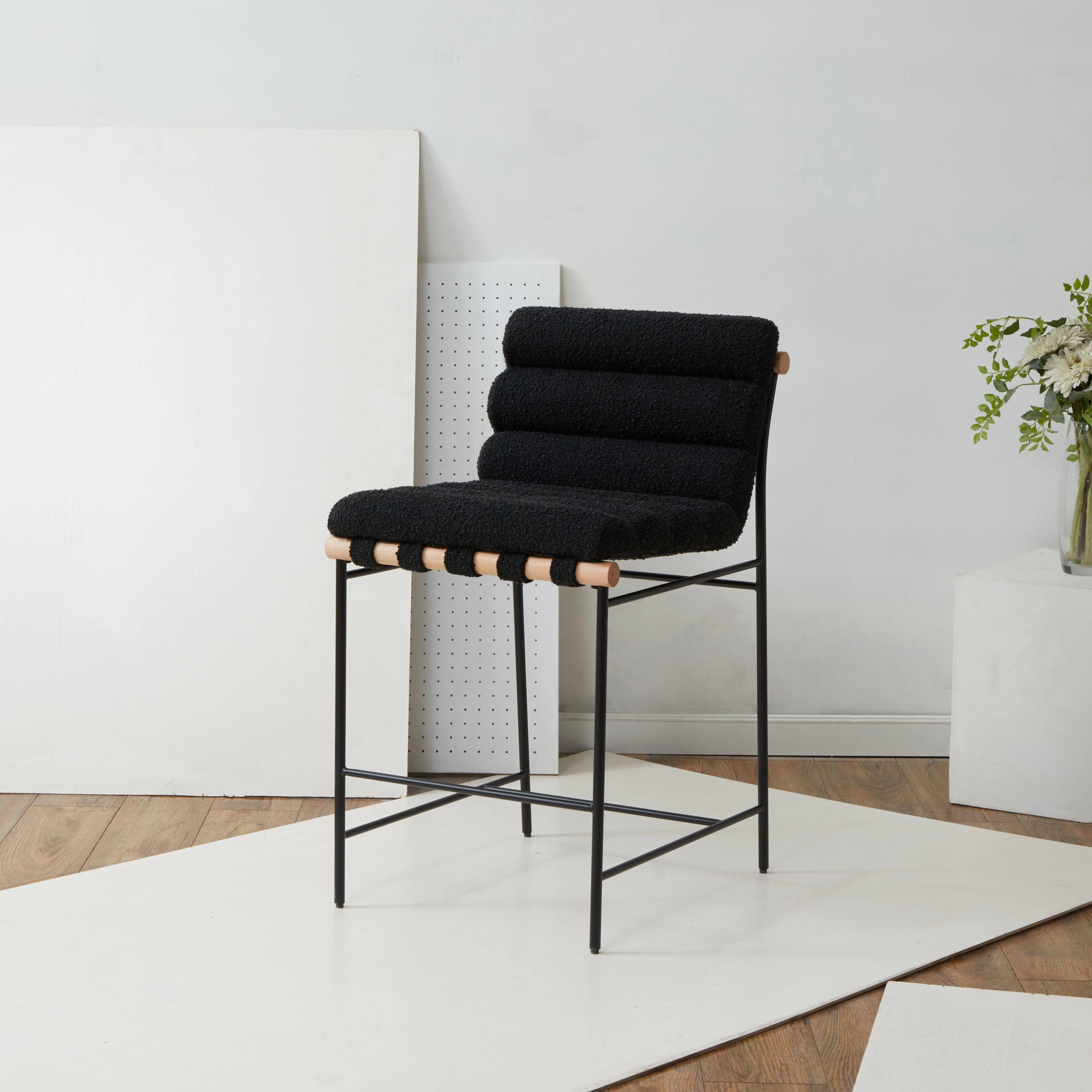 MACIBELLA CHANNEL TUFTED BOUCLE COUNTER STOOL - Remutear