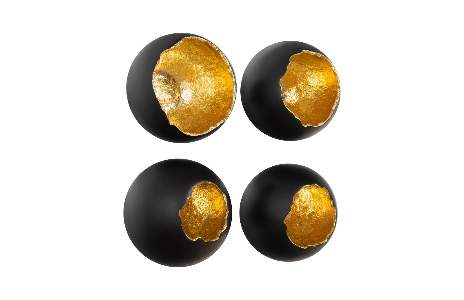Broken Egg Wall Art, Black and Gold Leaf, Set of 4 - Remutear