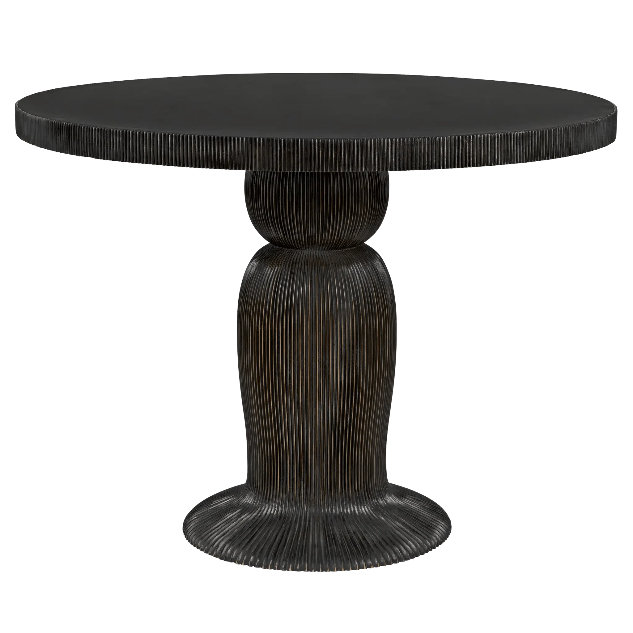Portobello Dining Table, Hand Rubbed Black with Light Brown Trim - Remutear