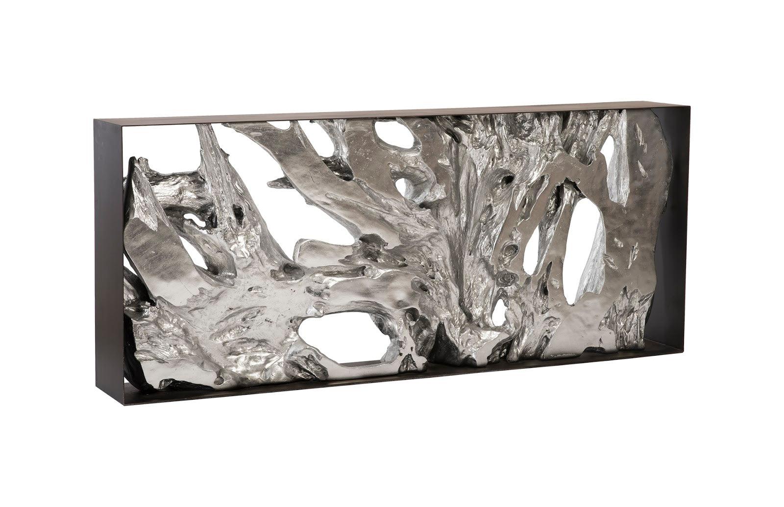 Cast Root Console Table, Iron Frame, Resin, Silver Leaf - Remutear