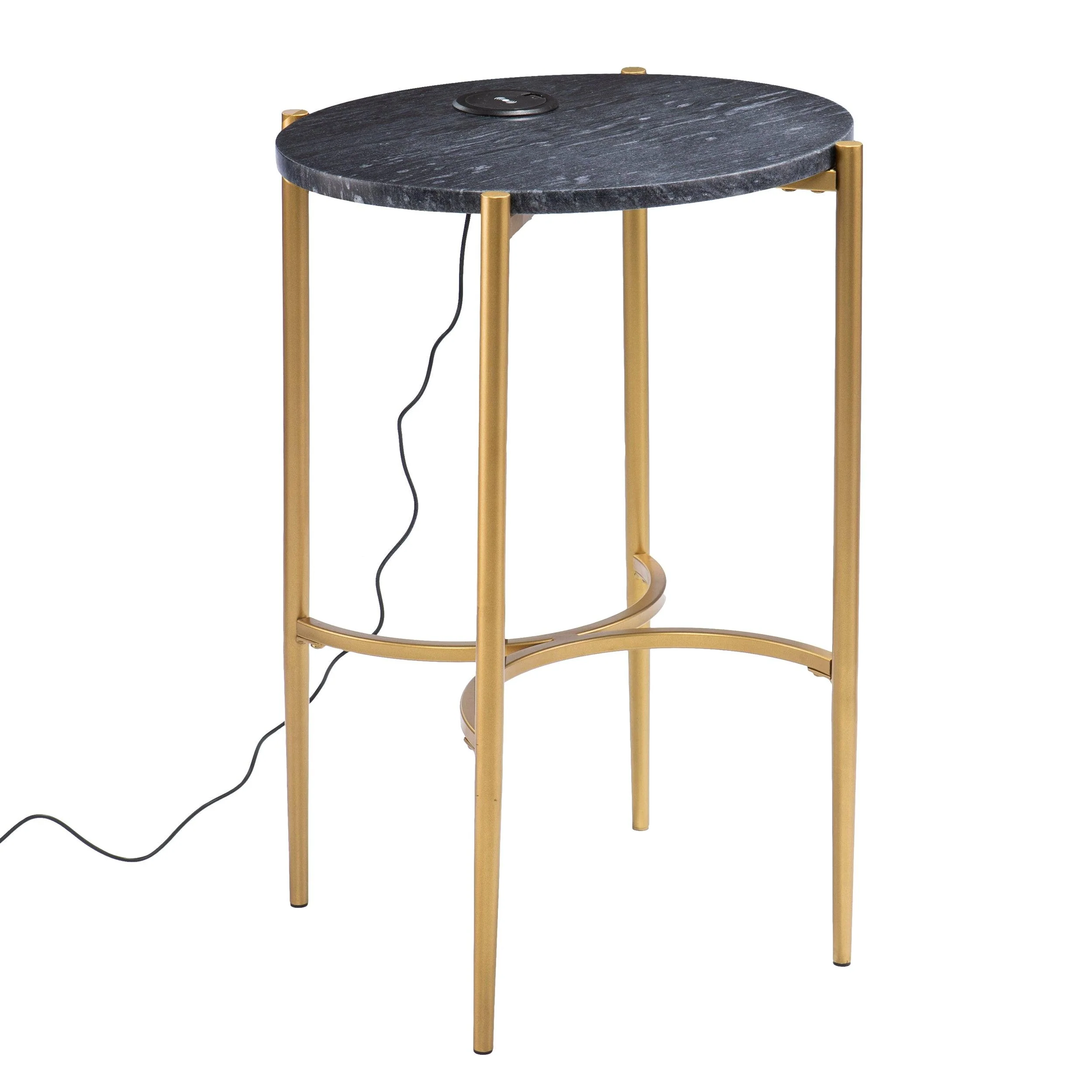 Clarvin Side Table w/ Wireless Charging Station - Remutear