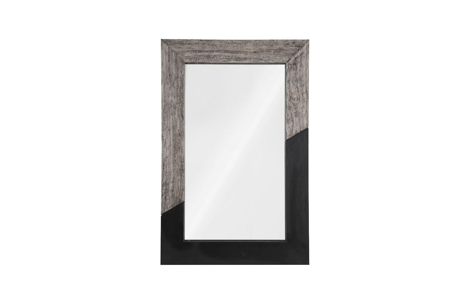 Geometry Wood Mirror, Gray Stone, Black - Remutear
