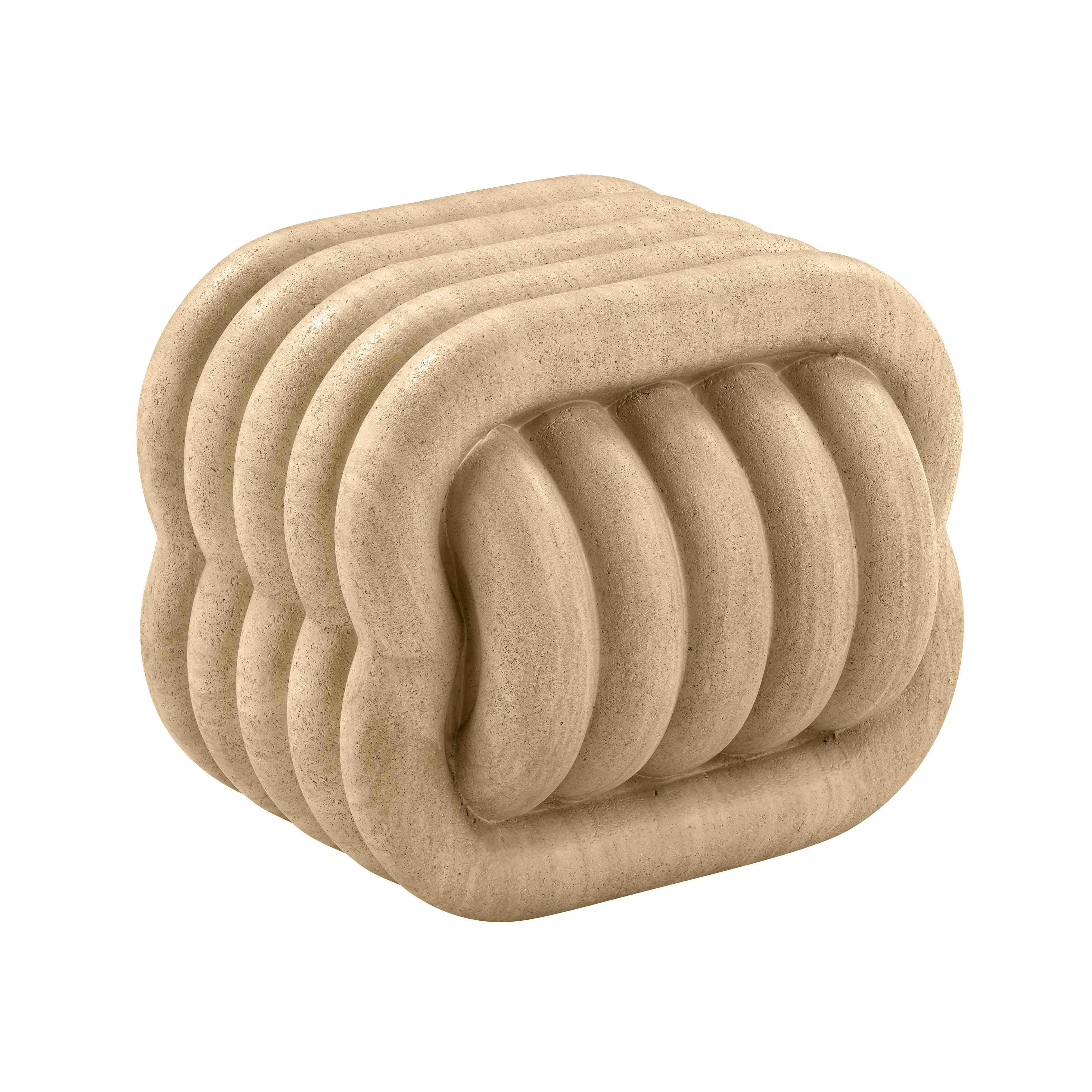 Love Knot Faux Travertine Indoor / Outdoor Accent Stool - Remutear