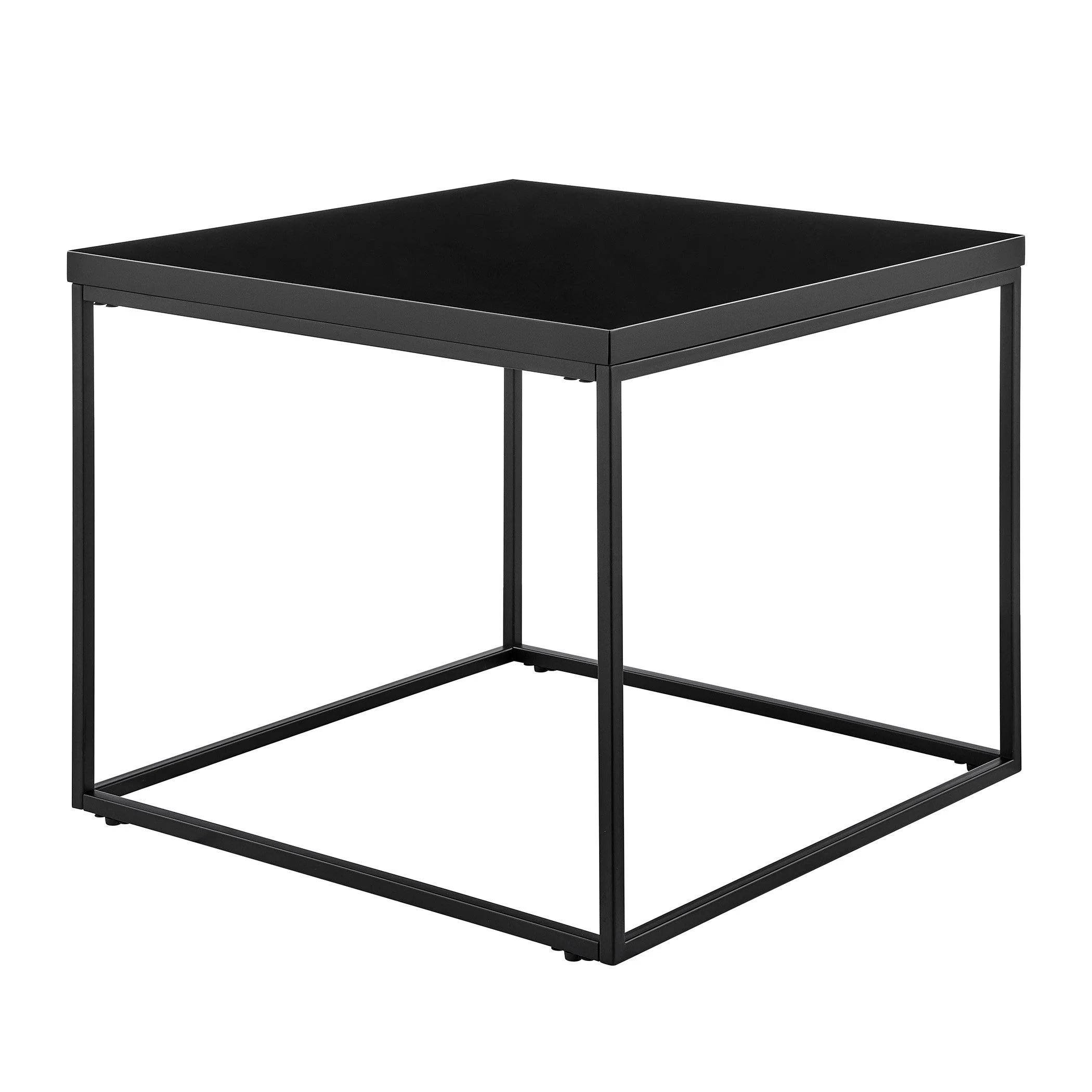 Teresa Side Table in High Gloss Black with Matte Black Base - Remutear