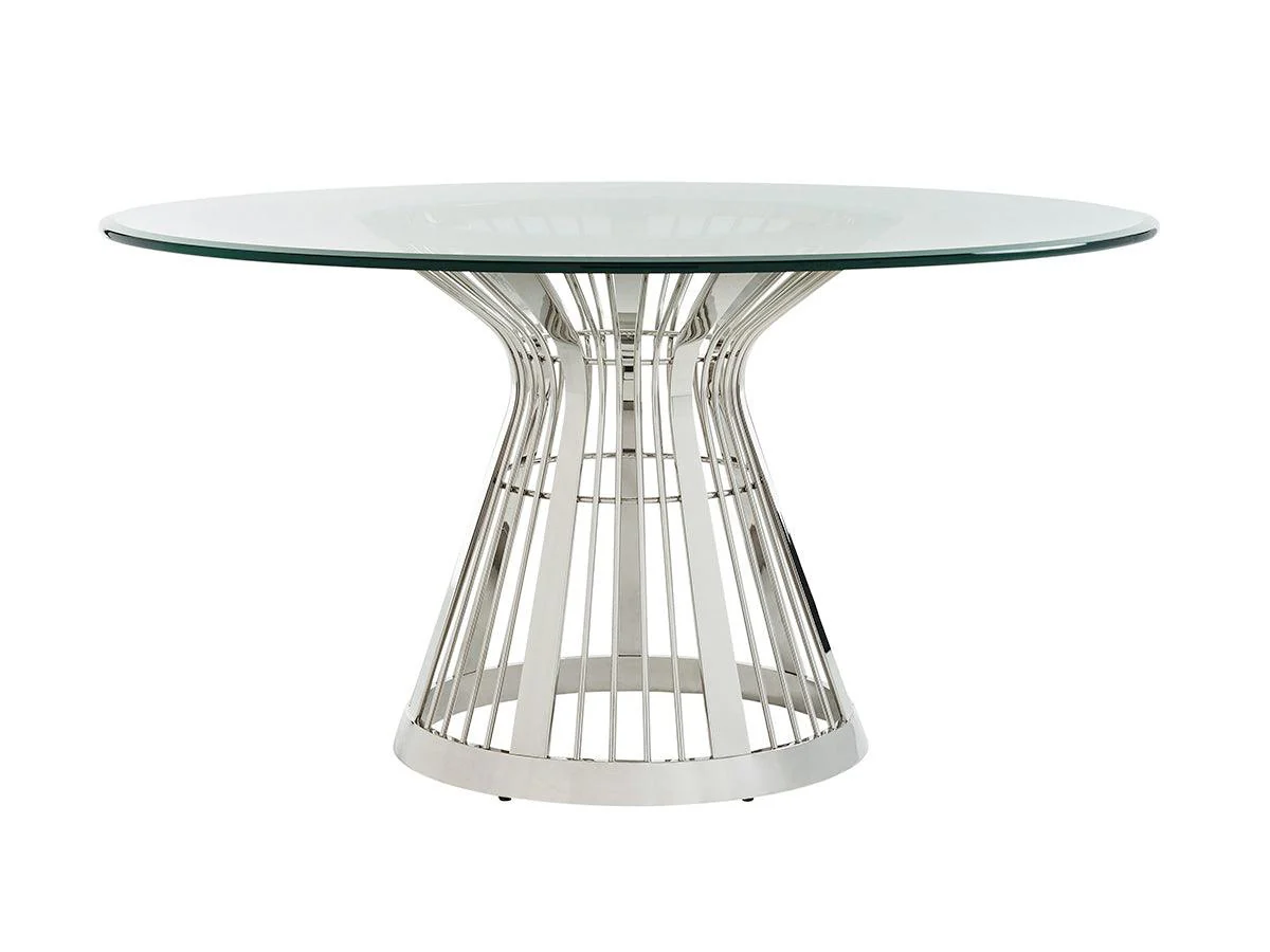 Ariana Riviera Stainless Dining Table With 60 Inch Glass Top - Remutear