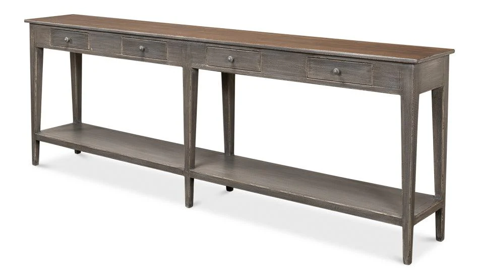Provincial Hall Table - Grey W/Natural Tp - Remutear