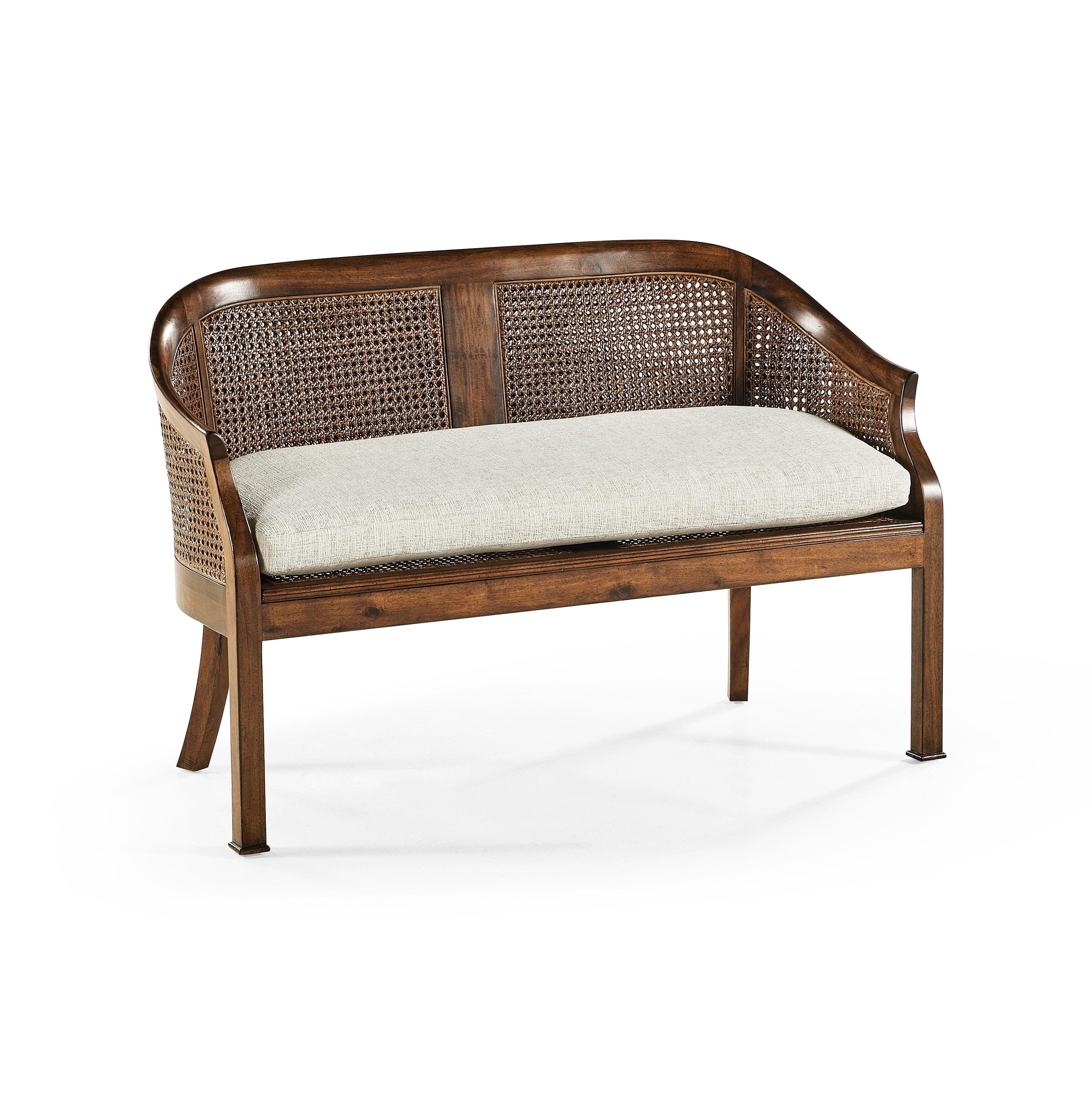 Casual Accents Walnut Salon Settee Cane Back Seat - Remutear