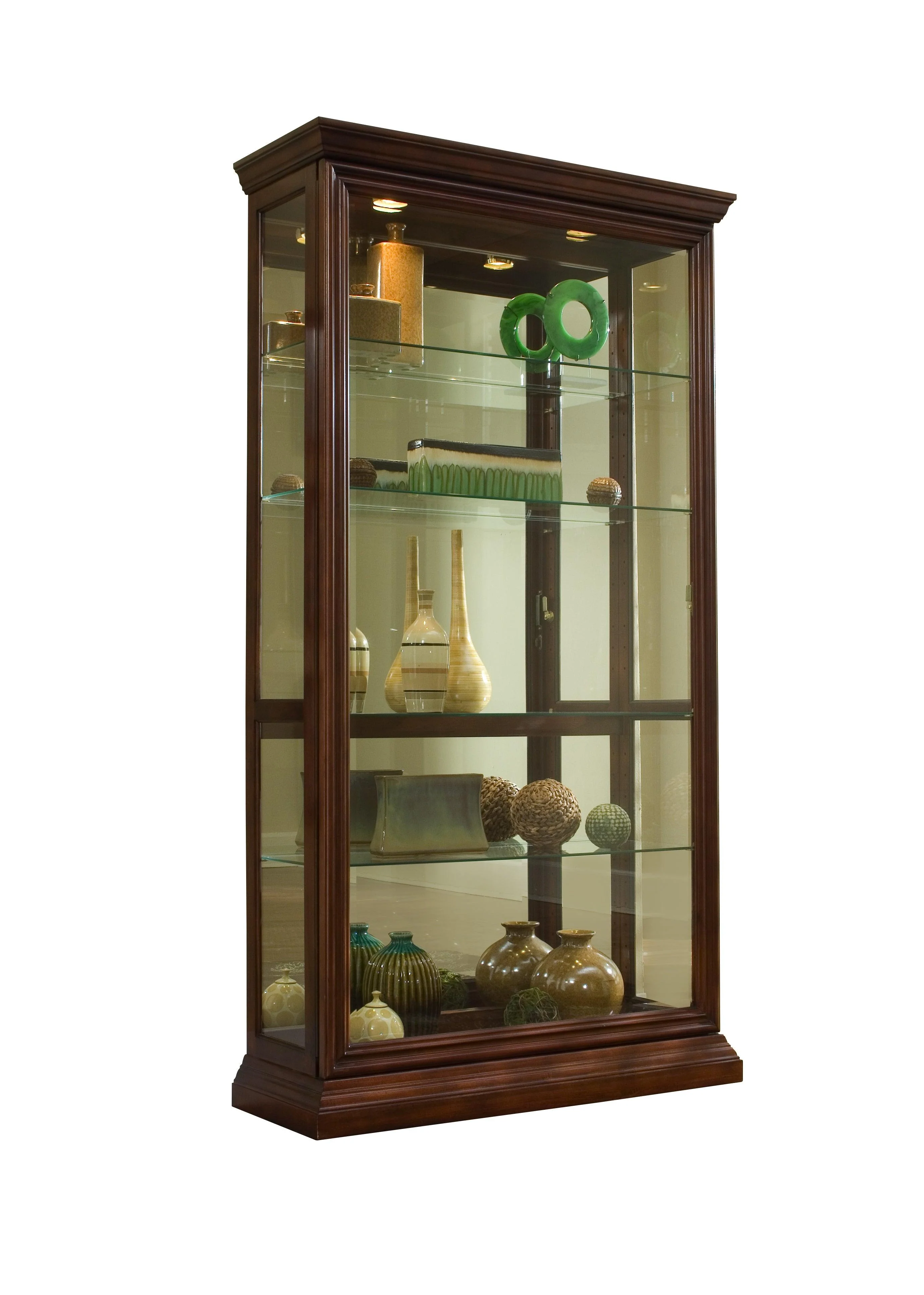 Lighted Sliding Door 4 Shelf Curio Cabinet - Remutear
