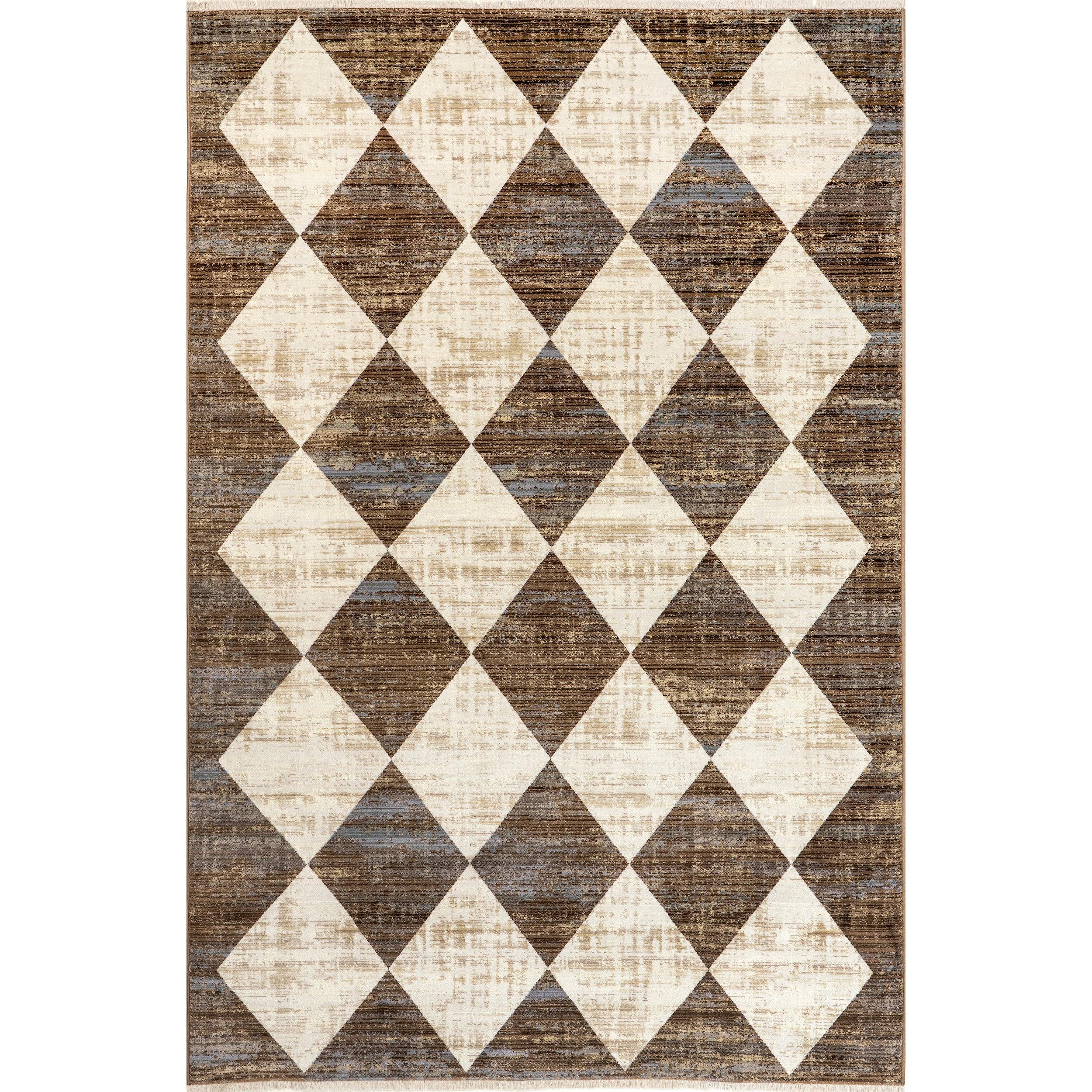 Meline Checkered Fringe Area Rug - Remutear