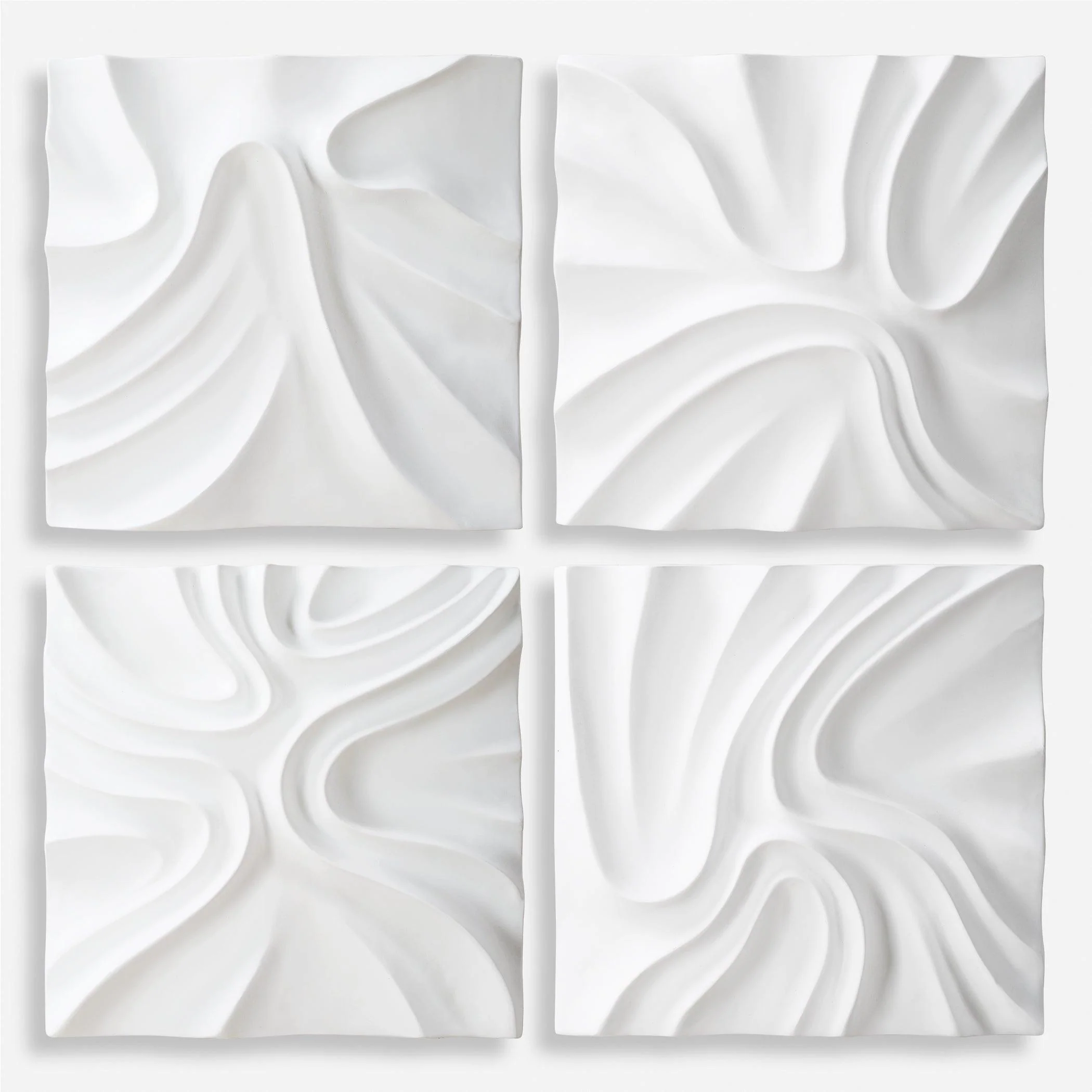 Snowdrift Scultped White Wall Decor, S/4 - Remutear