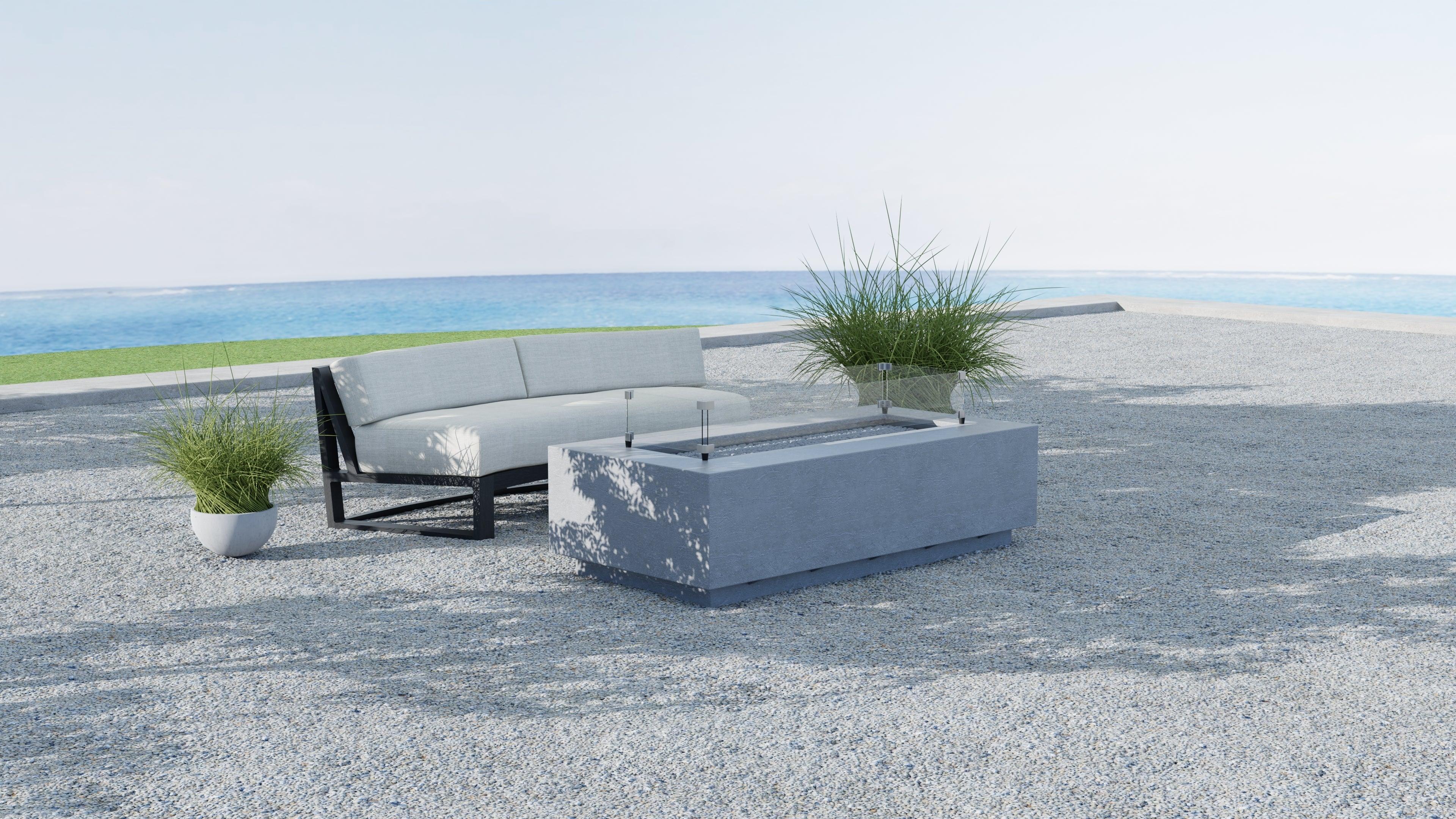 Gravelstone Rectangle Fire Table Glass Surround - Remutear