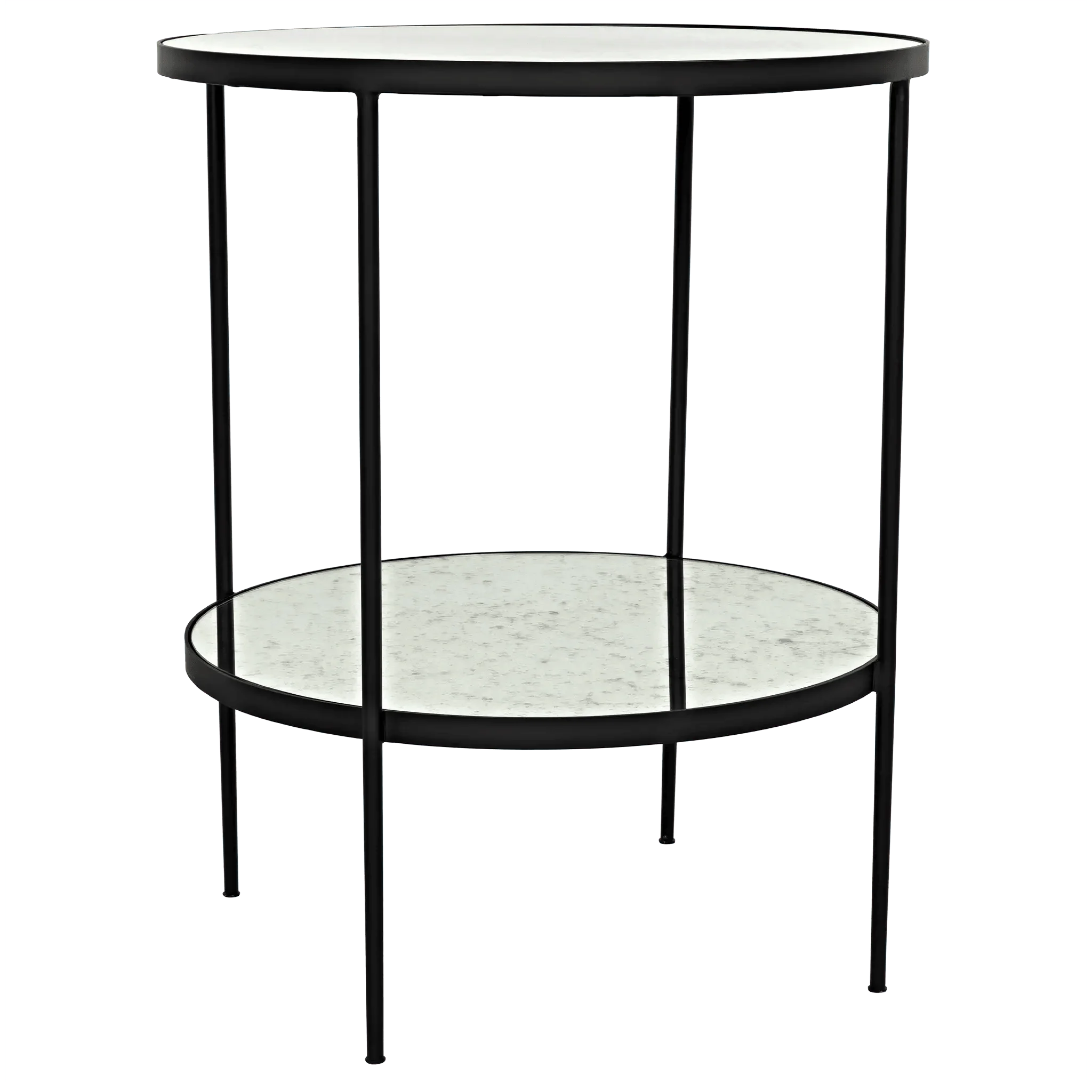 Anna Side Table, Black Steel with Antiqued Mirror - Remutear