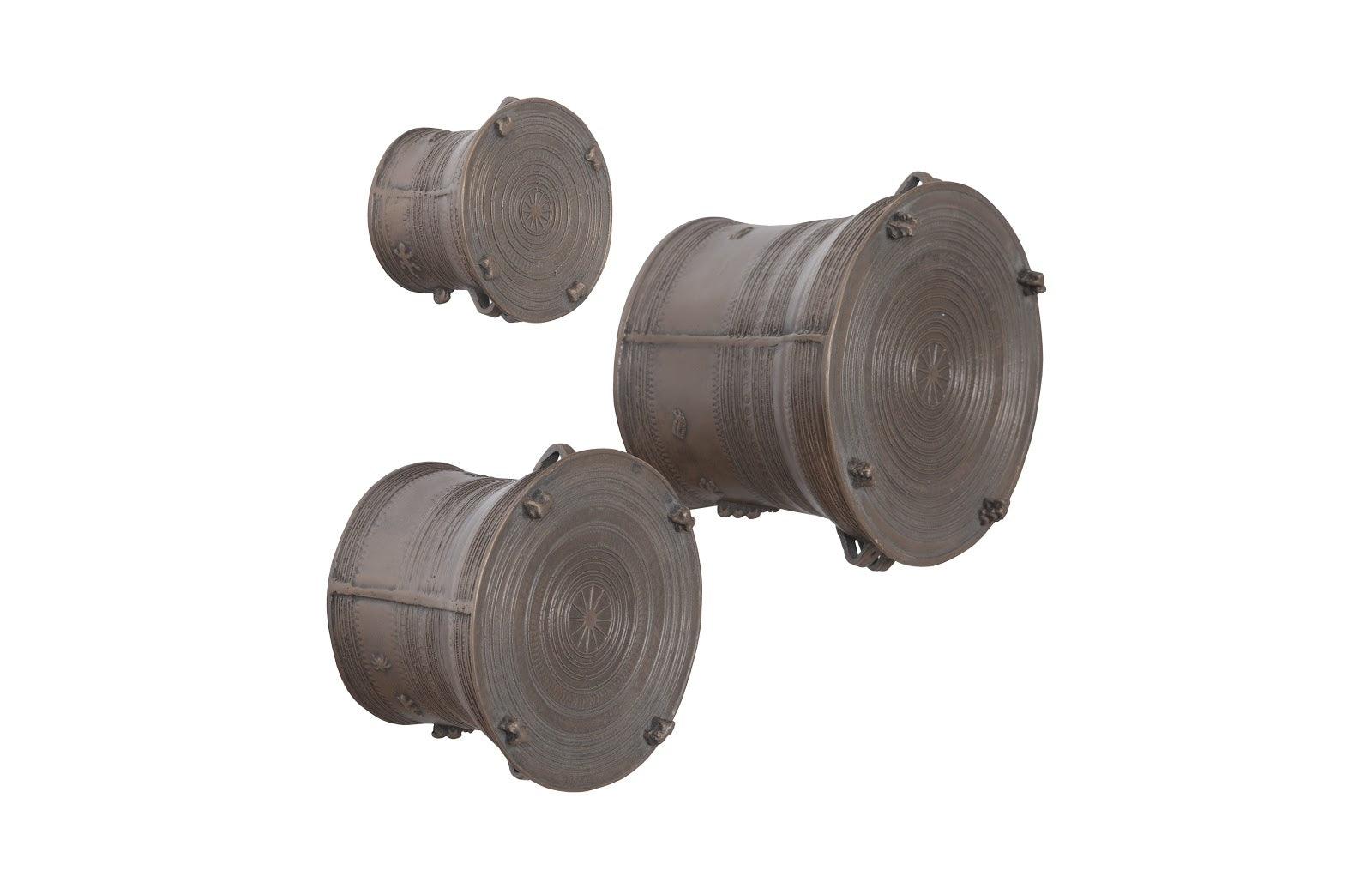 Laotian Rain Drums, Set of 3, Bronze - Remutear