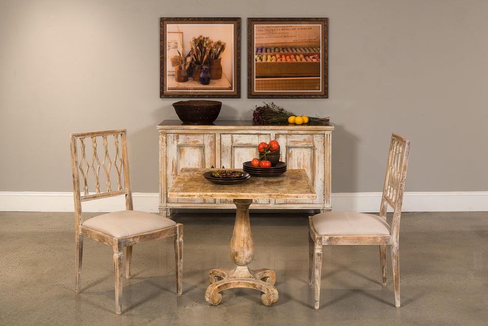 Deco Side Chair Antique Oak Linen Flax - Set of 2 - Remutear