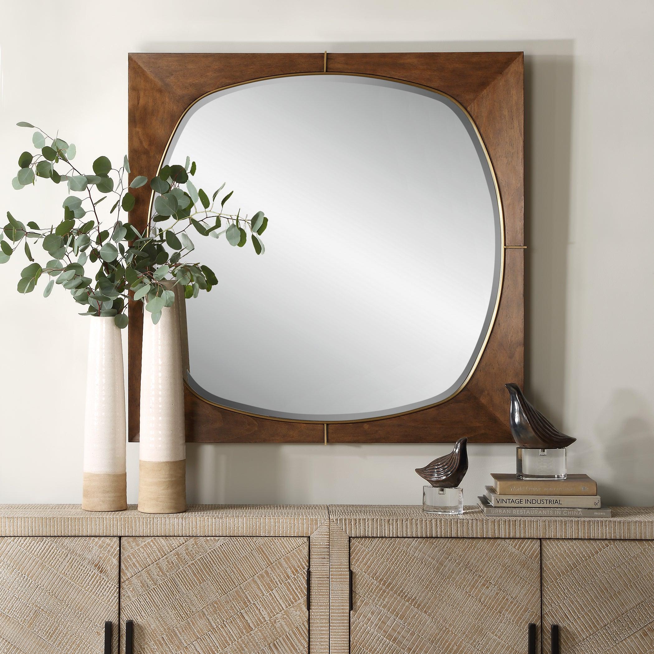 Garonne Square Walnut Mirror - Remutear