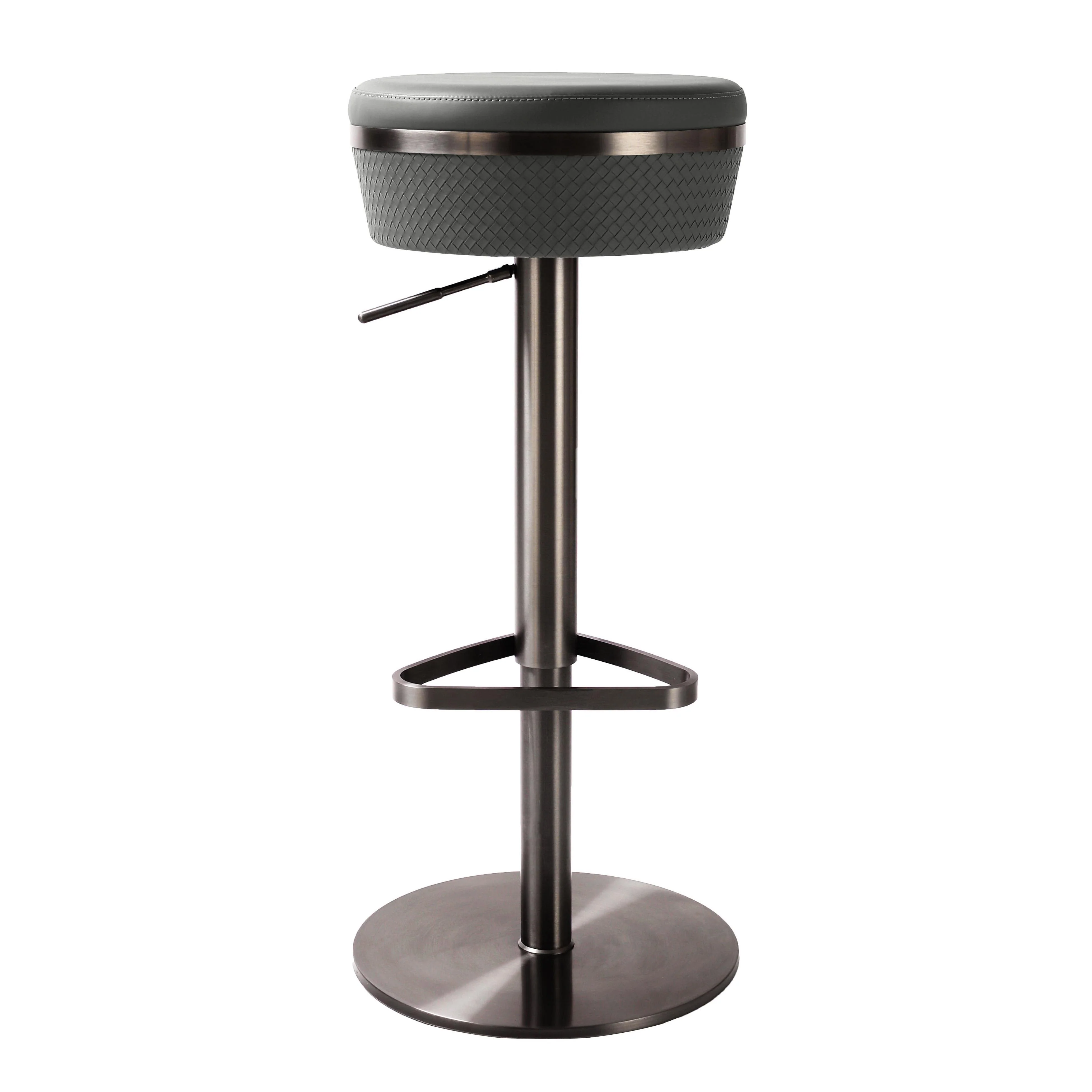 Astro Grey Woven Vegan Leather Adjustable Stool - Remutear