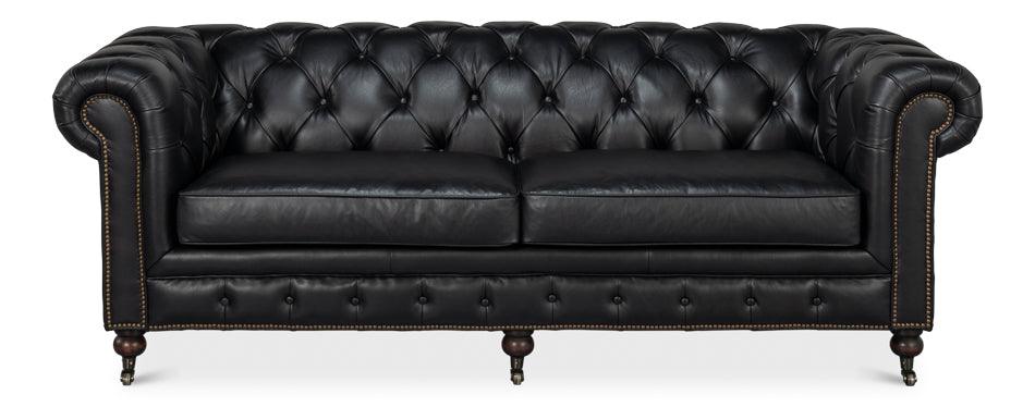 Castered Chesterfield Sofa Onyx Black - Remutear