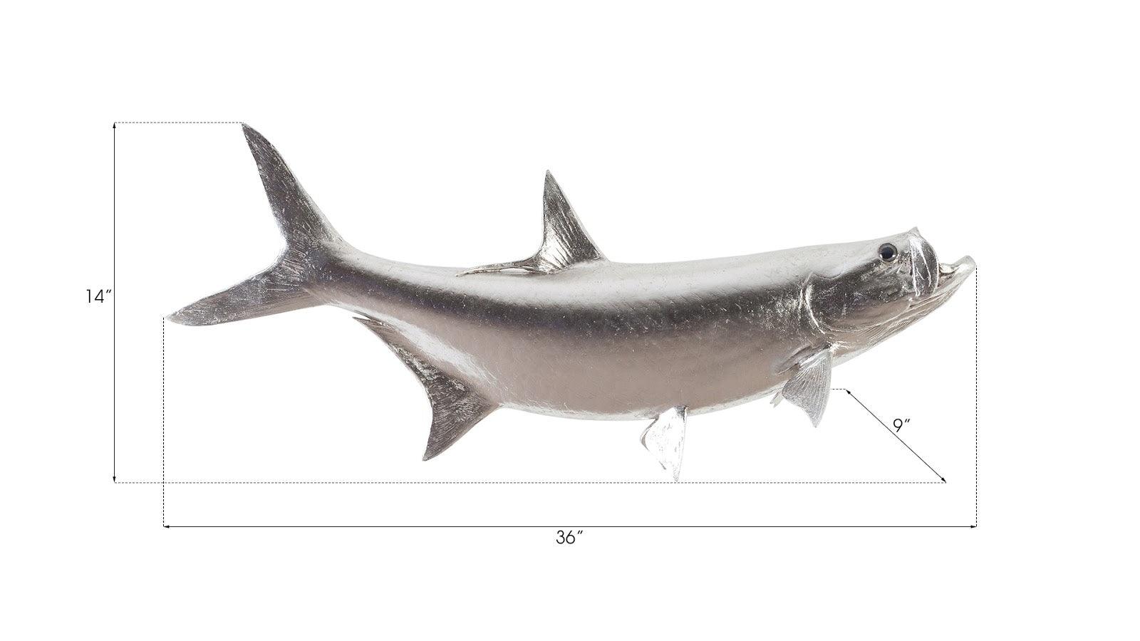 Tarpon Fish Wall Sculpture, Resin, Silver Leaf - Remutear
