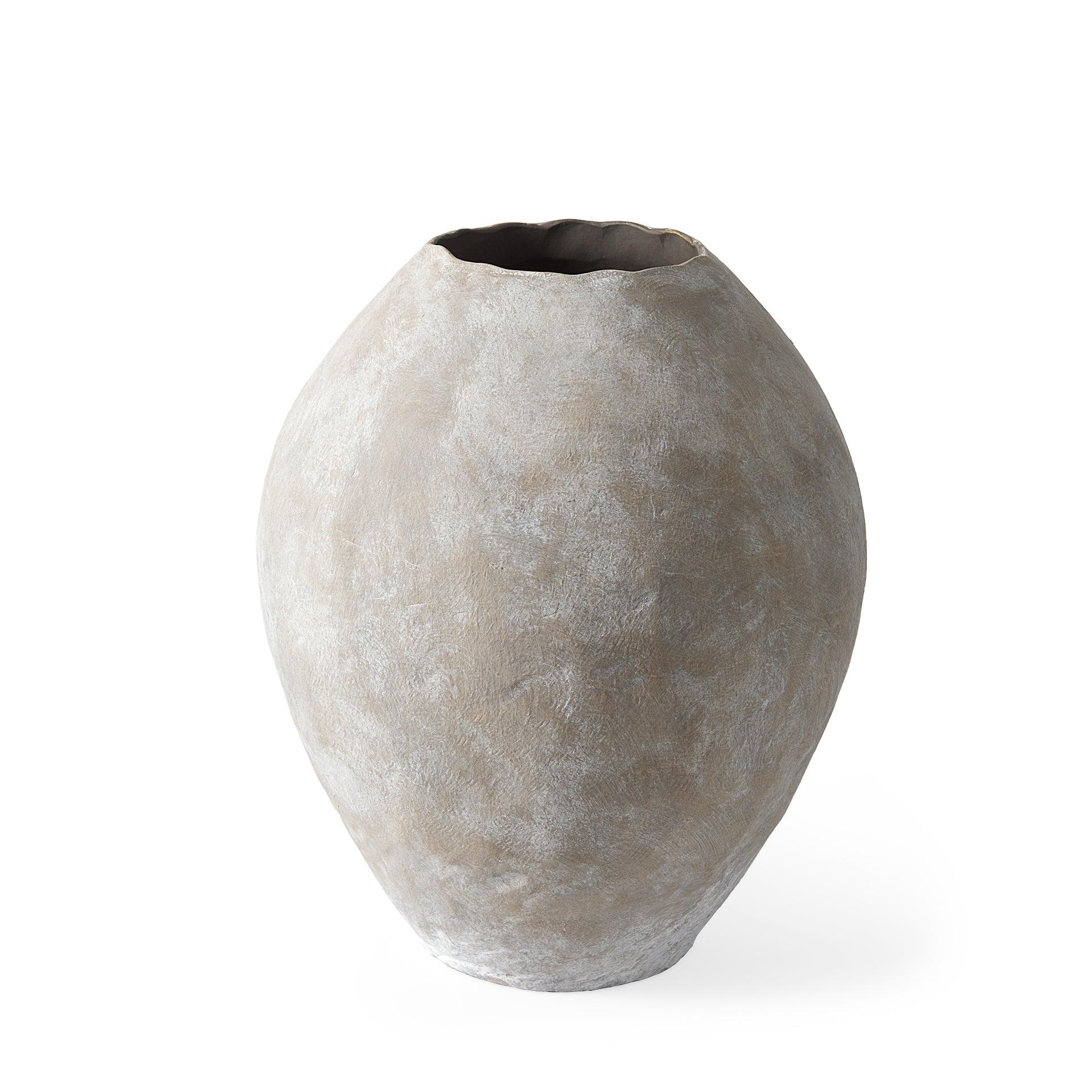 Gobi 20L x 23H Small Tan Ceramic Oval Vase - Remutear