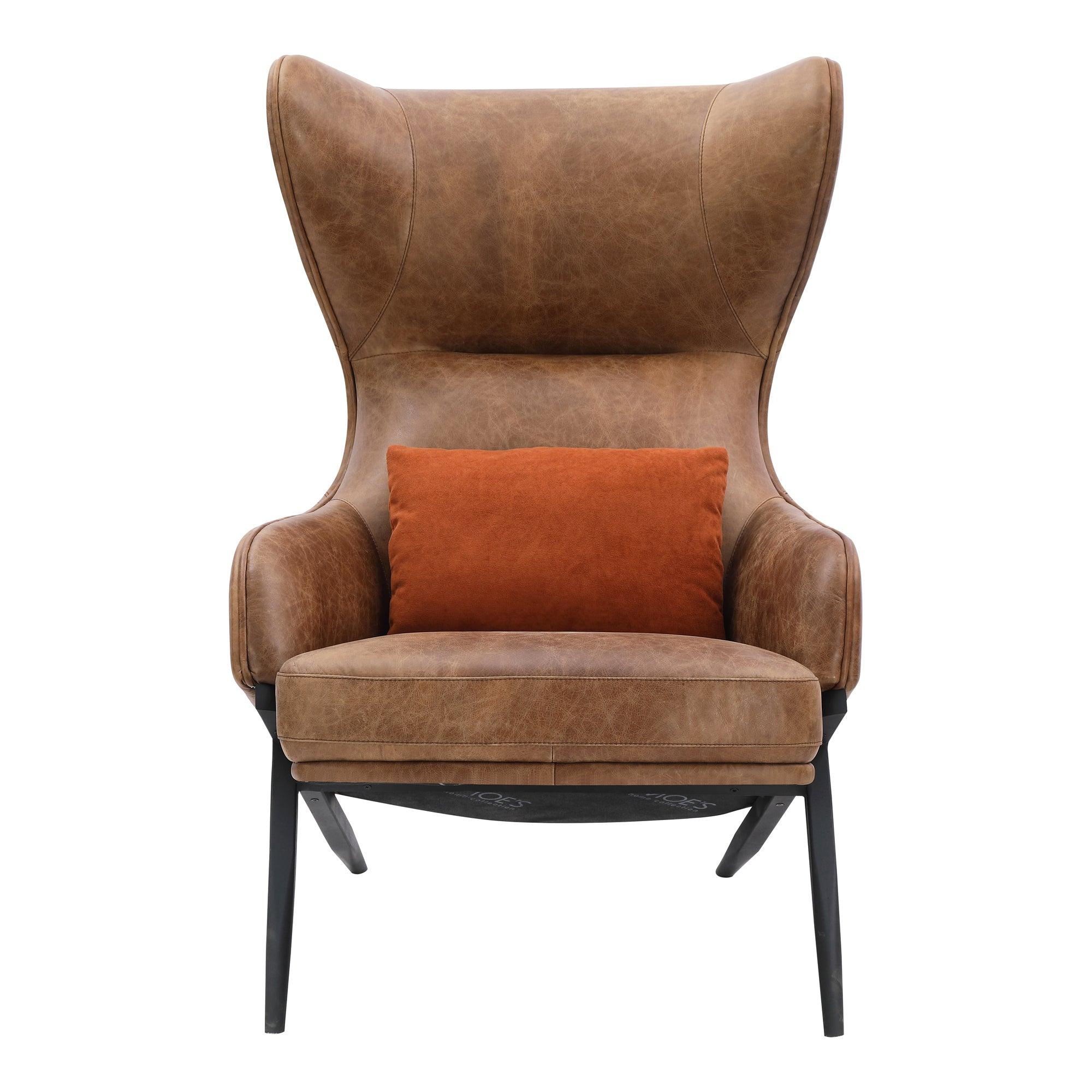 Amos Leather Accent Chair Open Road Brown Leather - Remutear