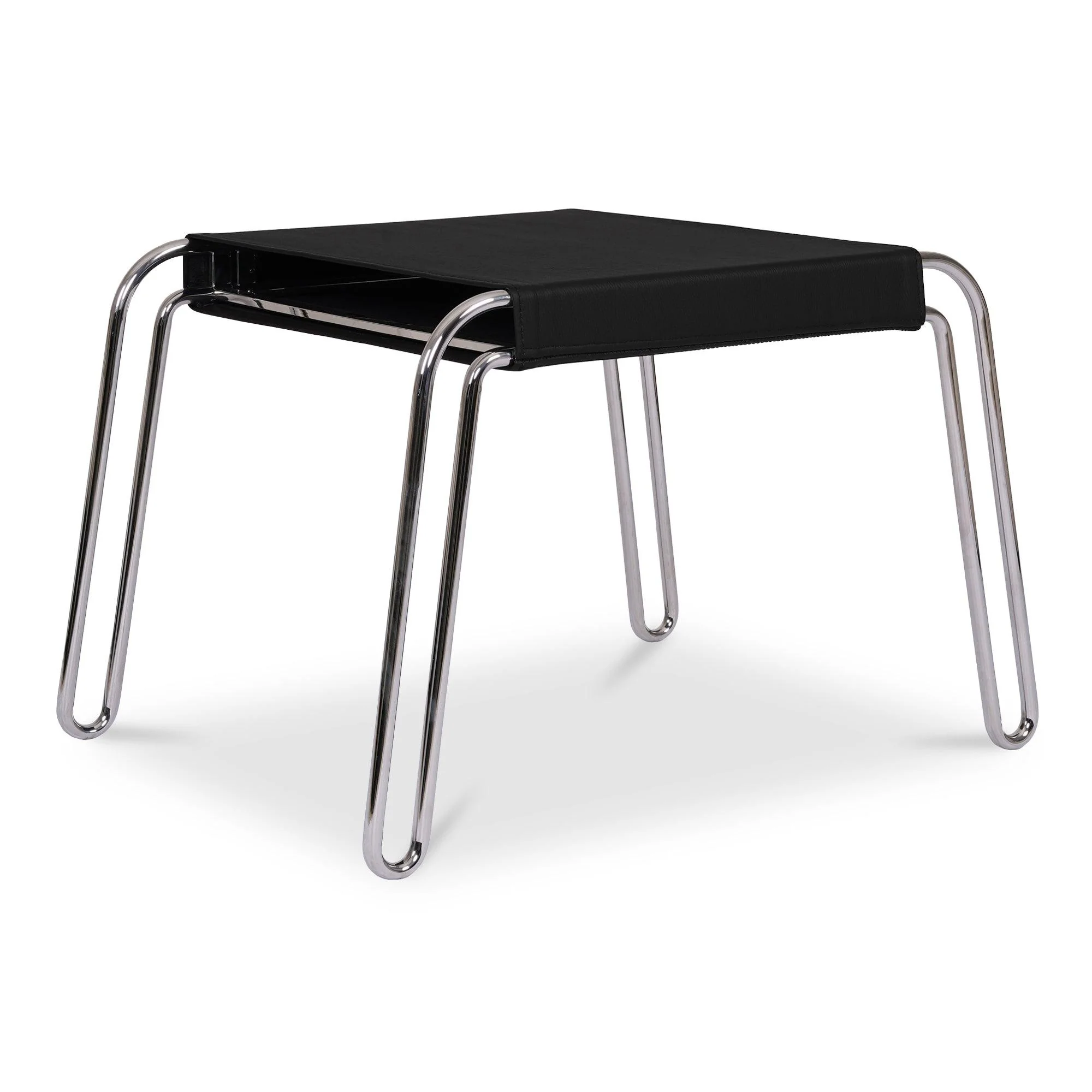 Petra Leather Stool Black - Remutear