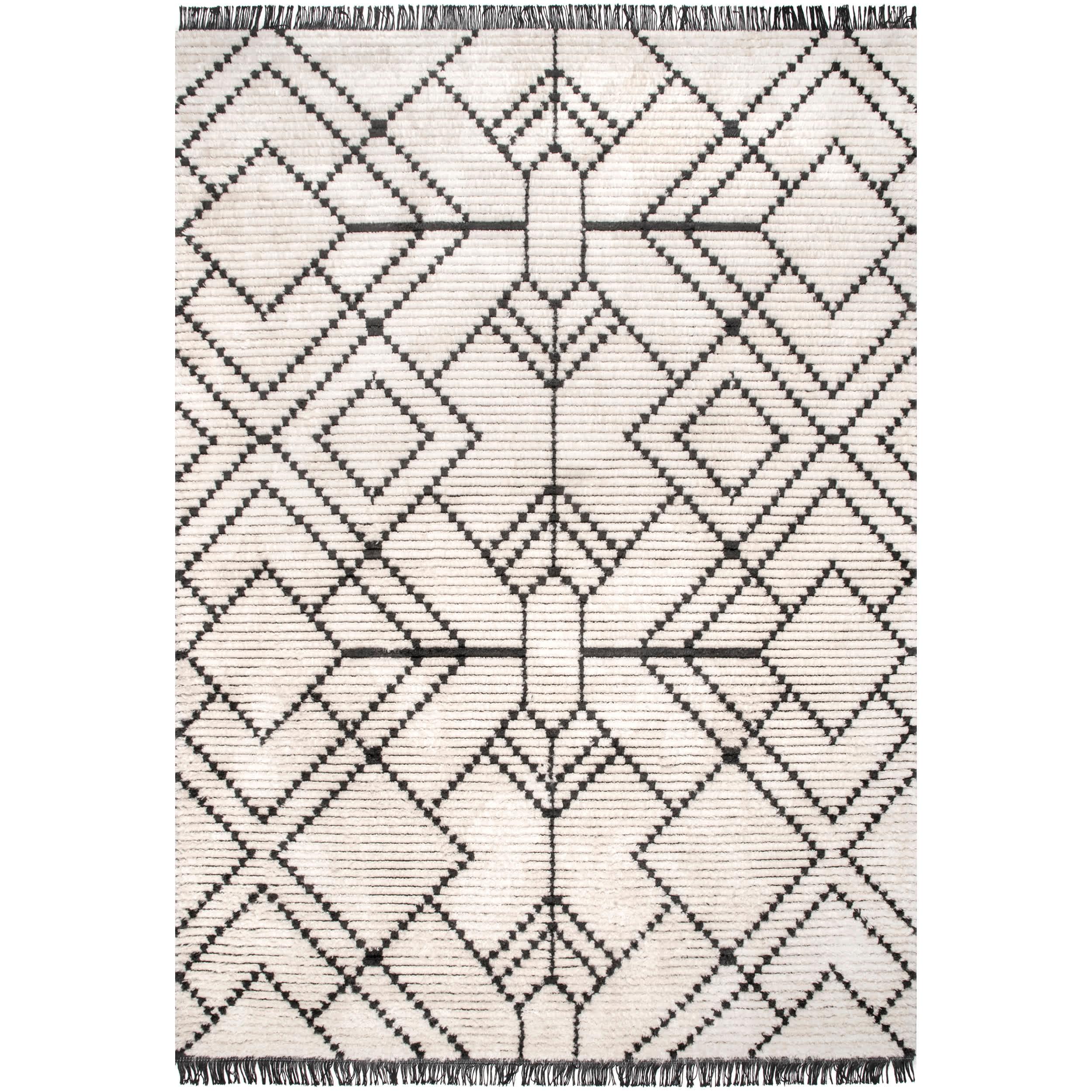 Carlina Modern Geometric Soft Shag Fringe Area Rug - Remutear