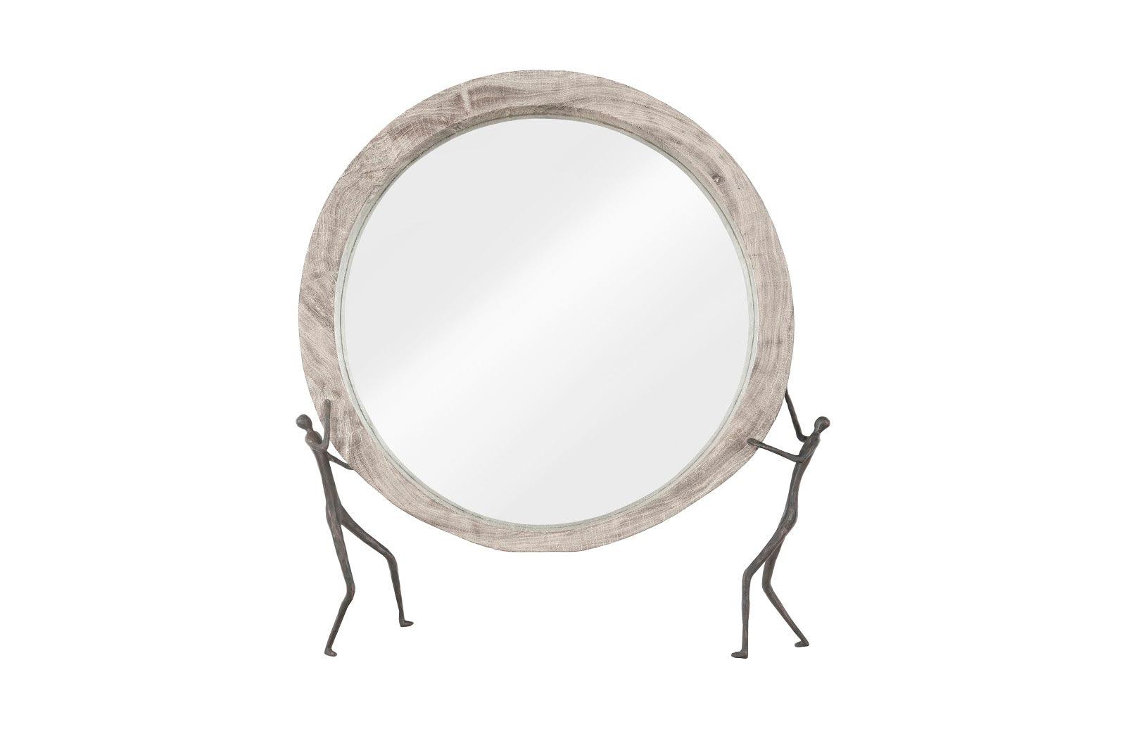 Atlas Mirror, Chamcha Wood, Gray Stone Finish, Metal - Remutear