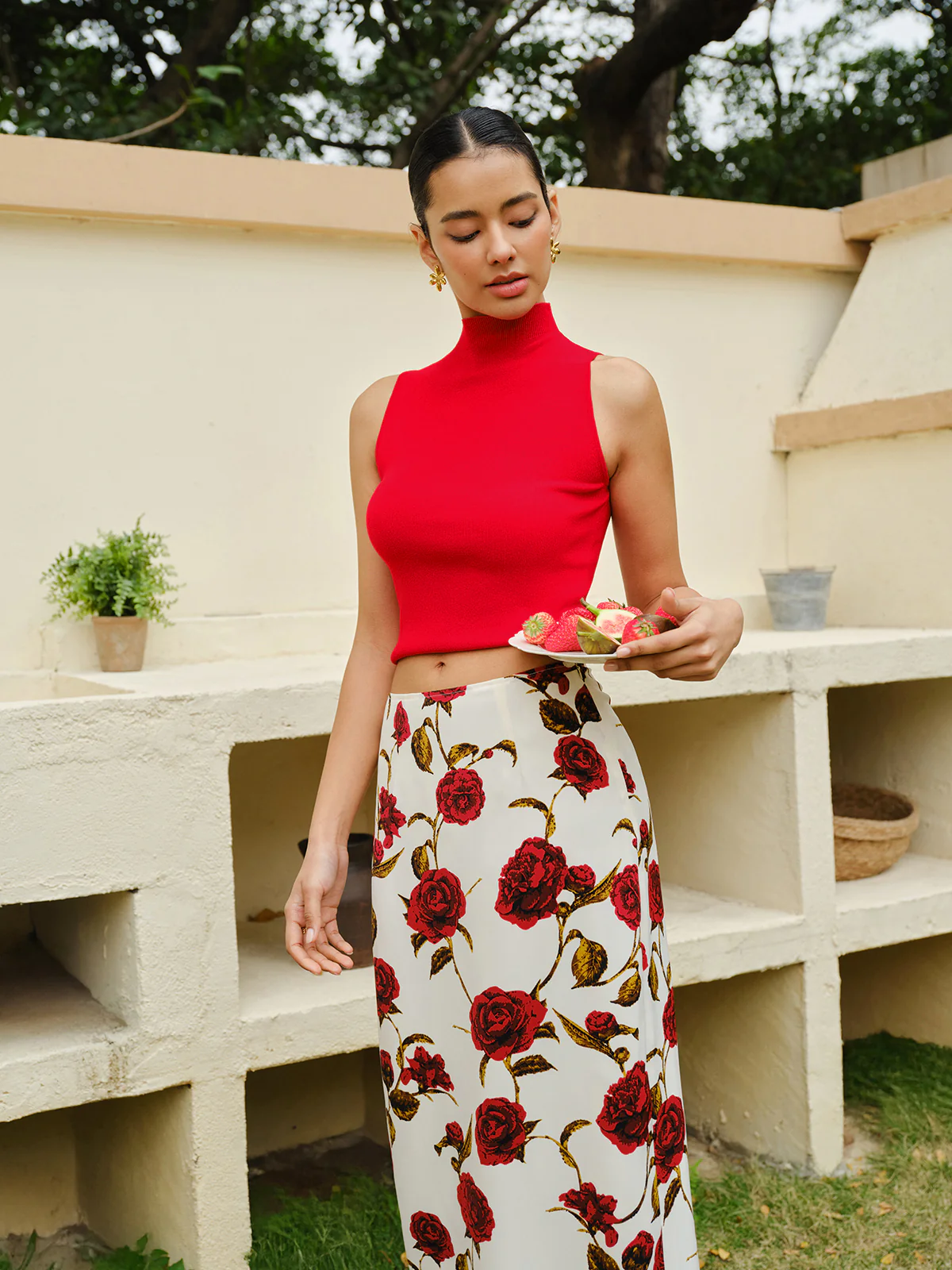Knit Mock Neck Sleeveless Crop Top - Remutear