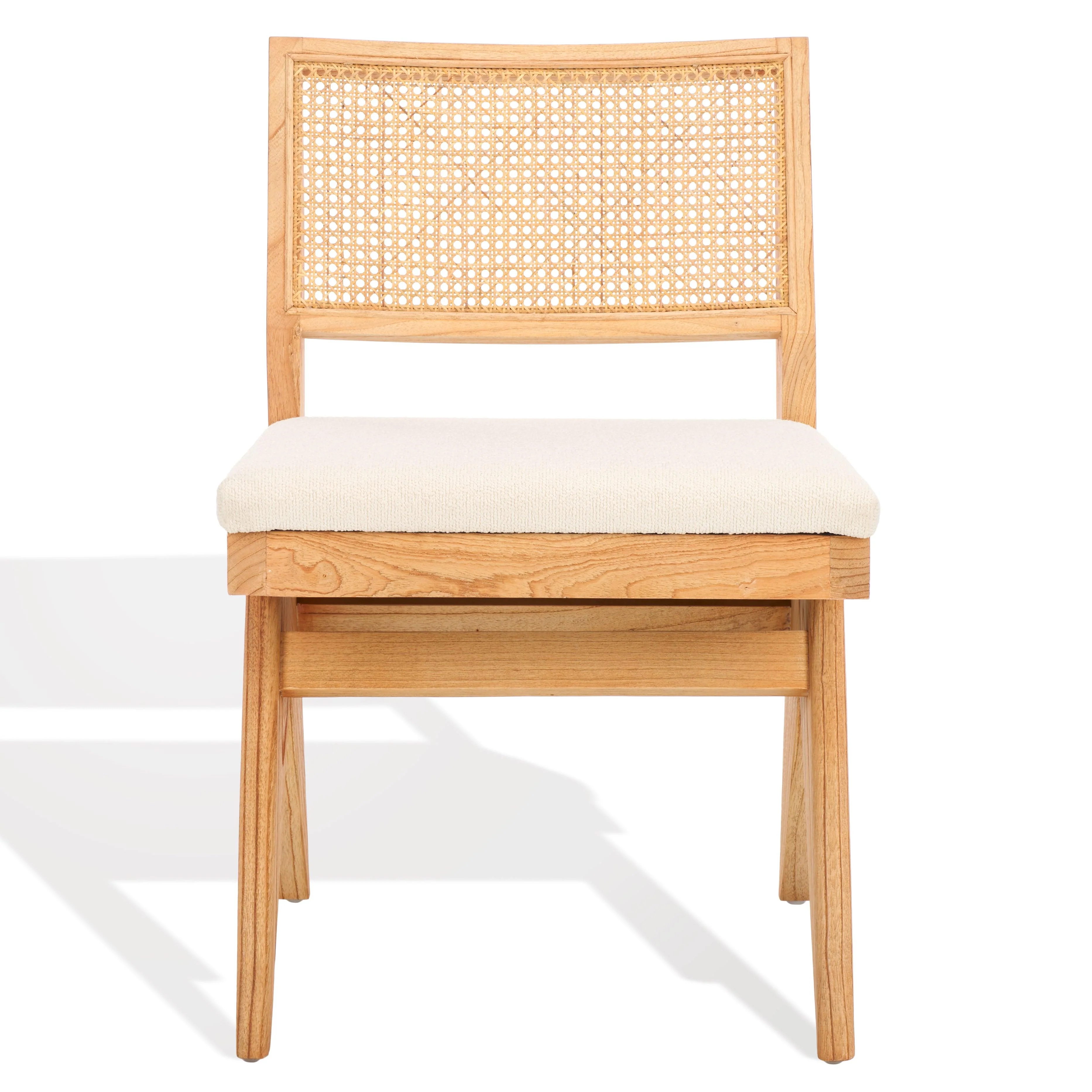 JAQUELINE BOUCLE AND RATTAN BACK DINING CHAIR - Remutear