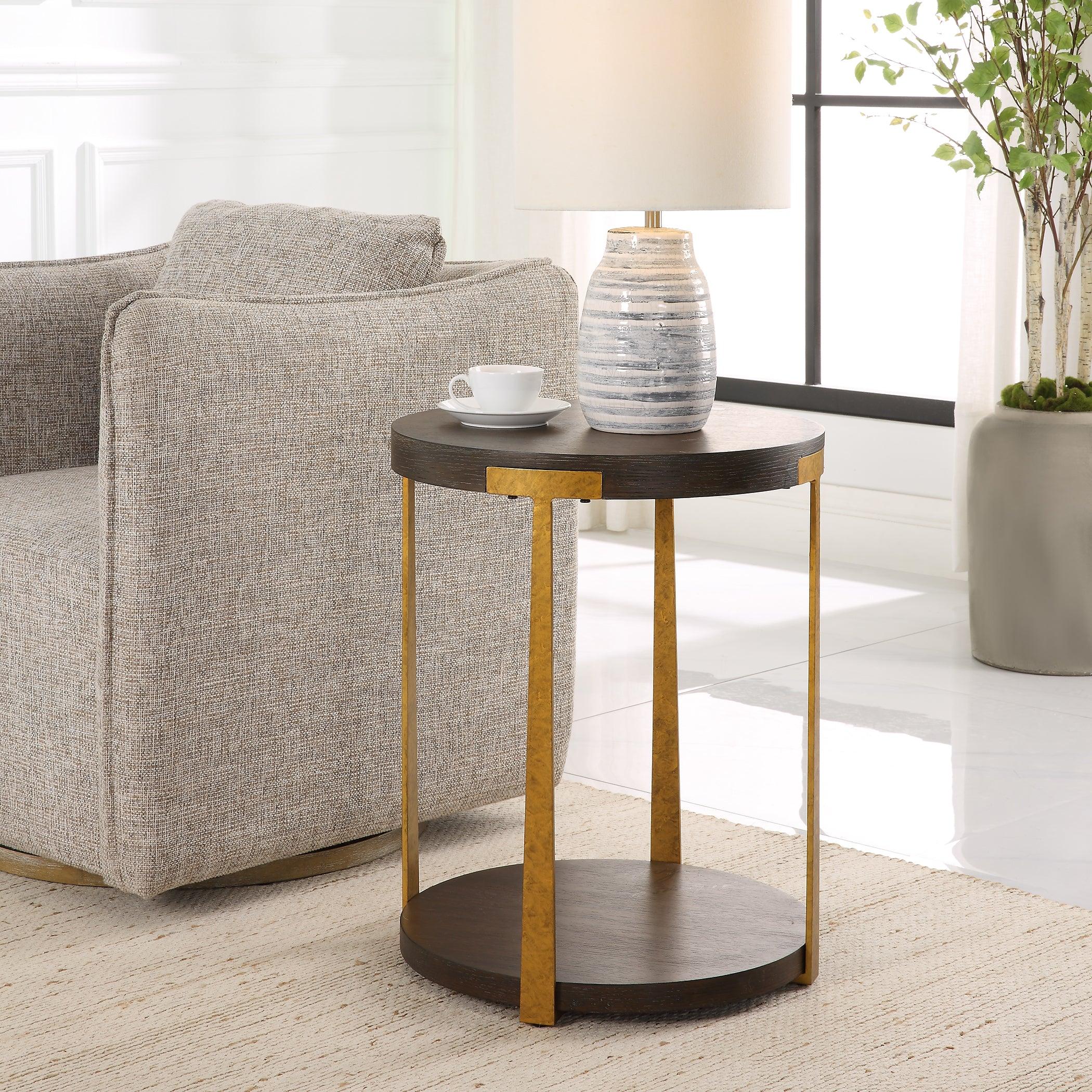 Palisade Round Wood Side Table - Remutear