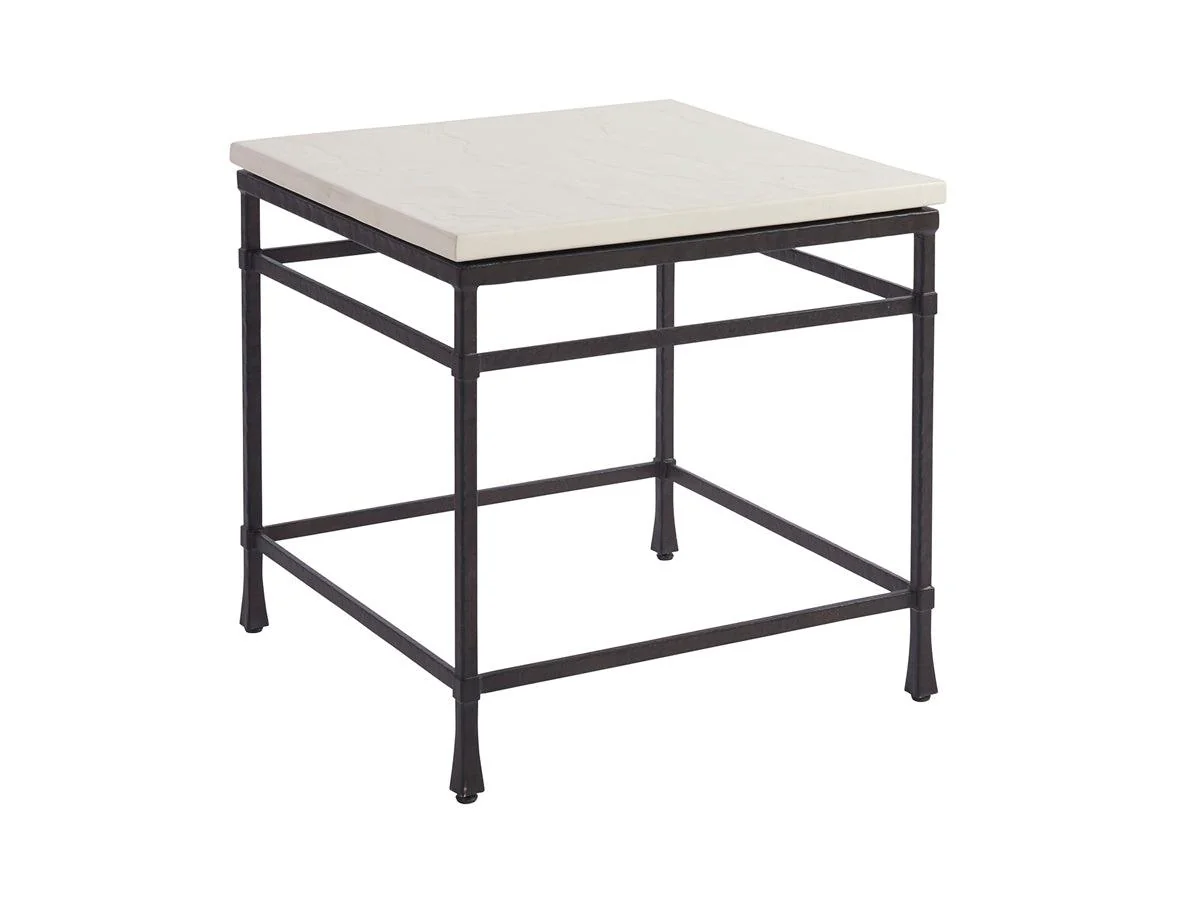 Newport Breakwater Metal And Stone Lamp Table - Remutear