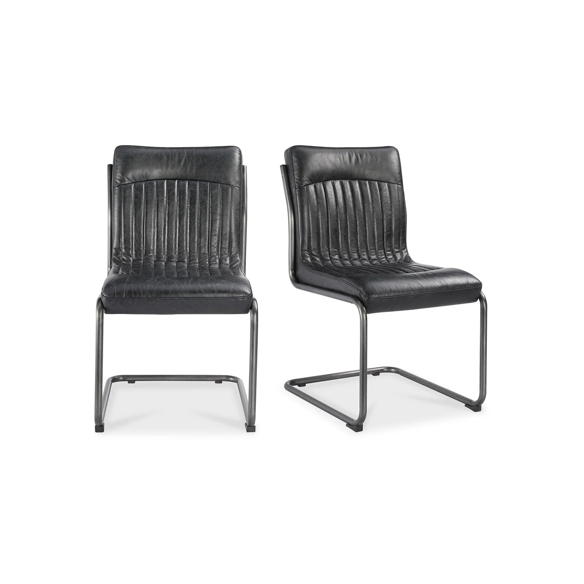 Ansel Dining Chair Onyx Black Leather - Set Of Two - Remutear