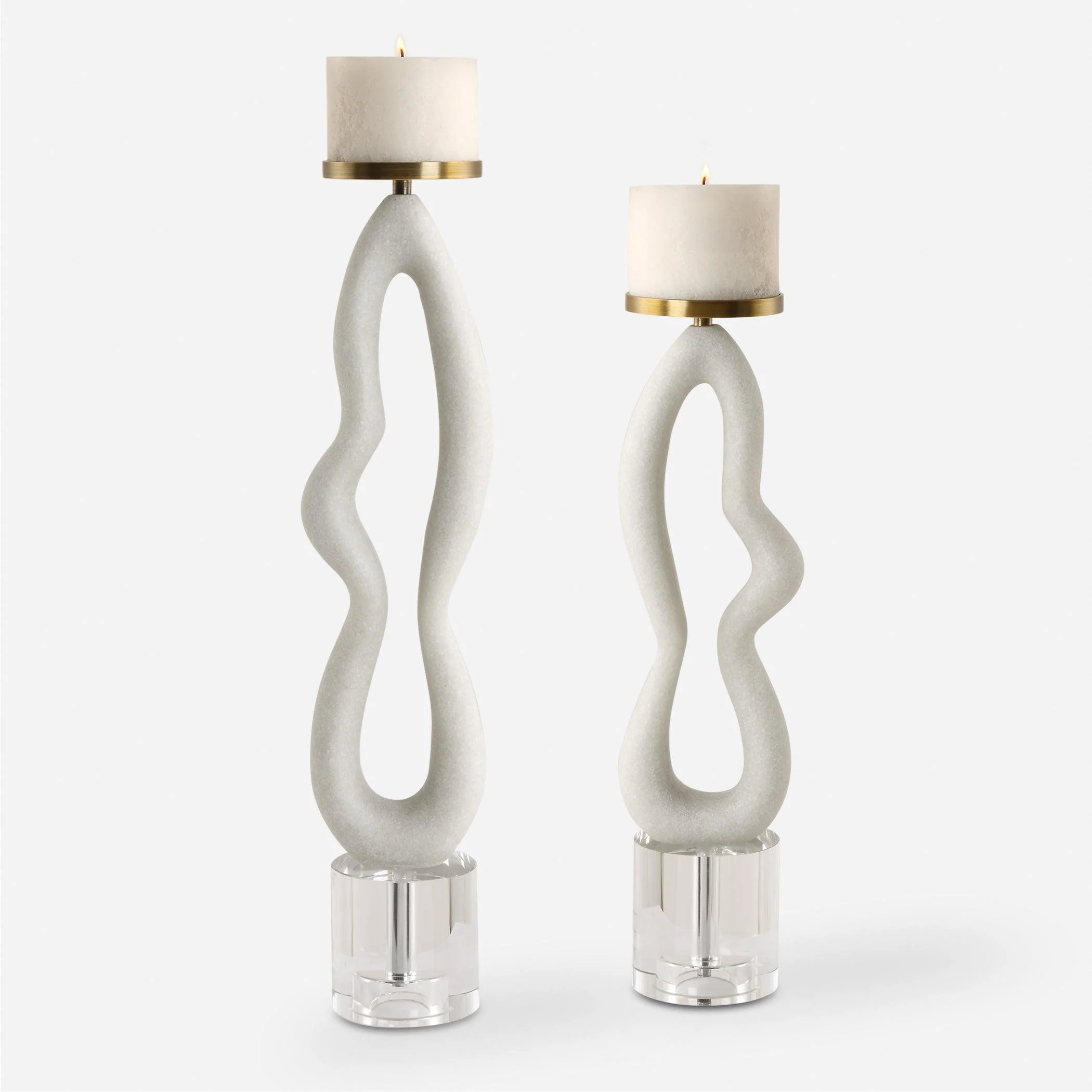 Feamelo Ivory Stone Candleholders, S/2 - Remutear