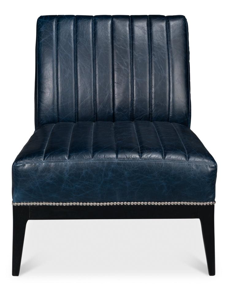 Agave Slipper Chair Distilled Lthr - Blue - Remutear