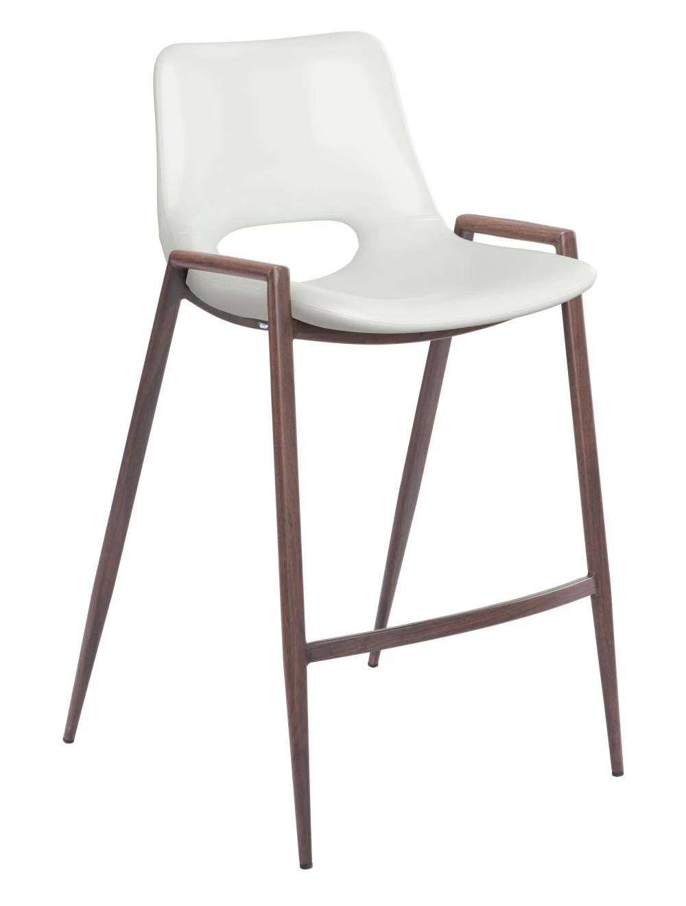Desi Counter Chair (Set of 2) White & Walnut - Remutear