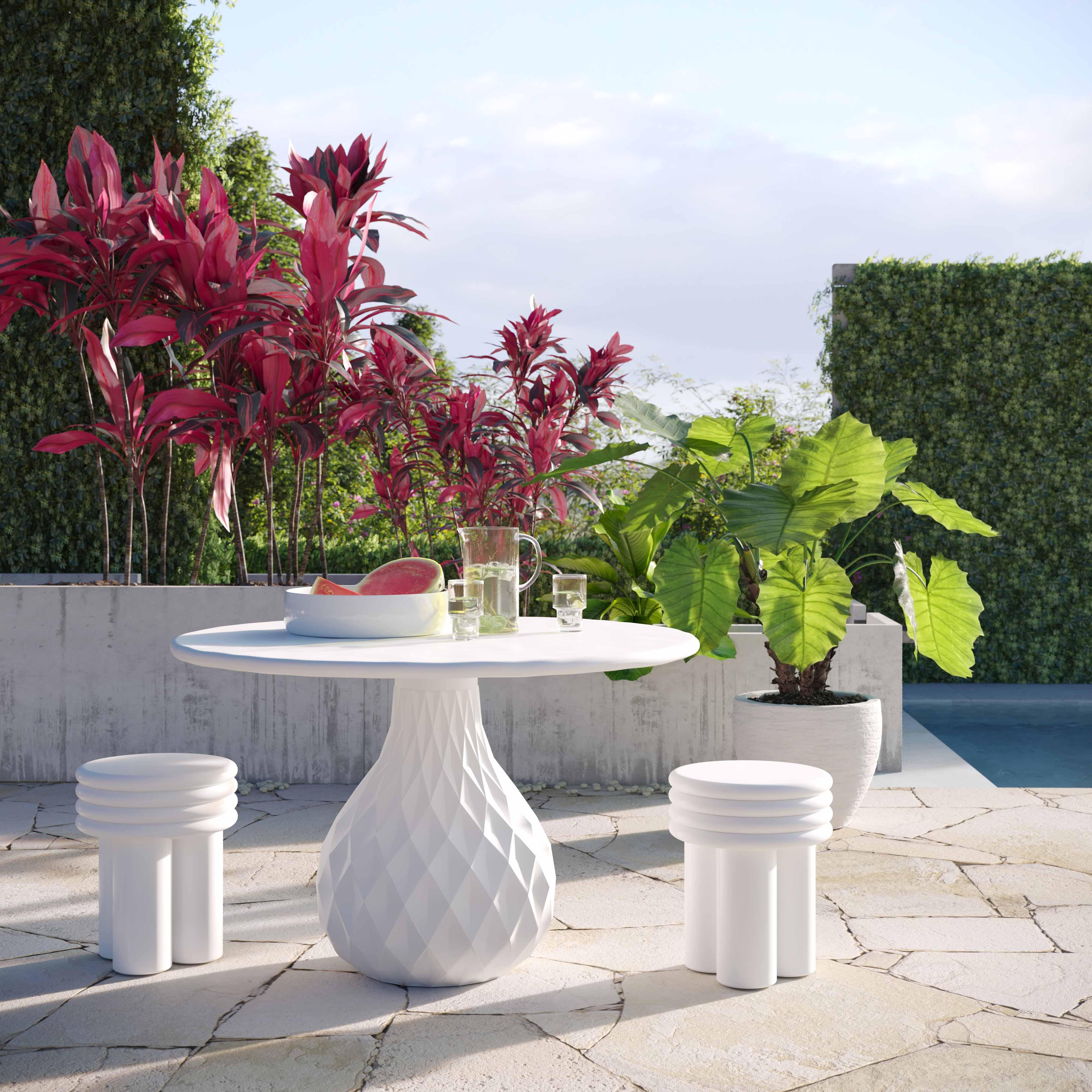 Tulum Ivory Concrete Dining Table - Remutear
