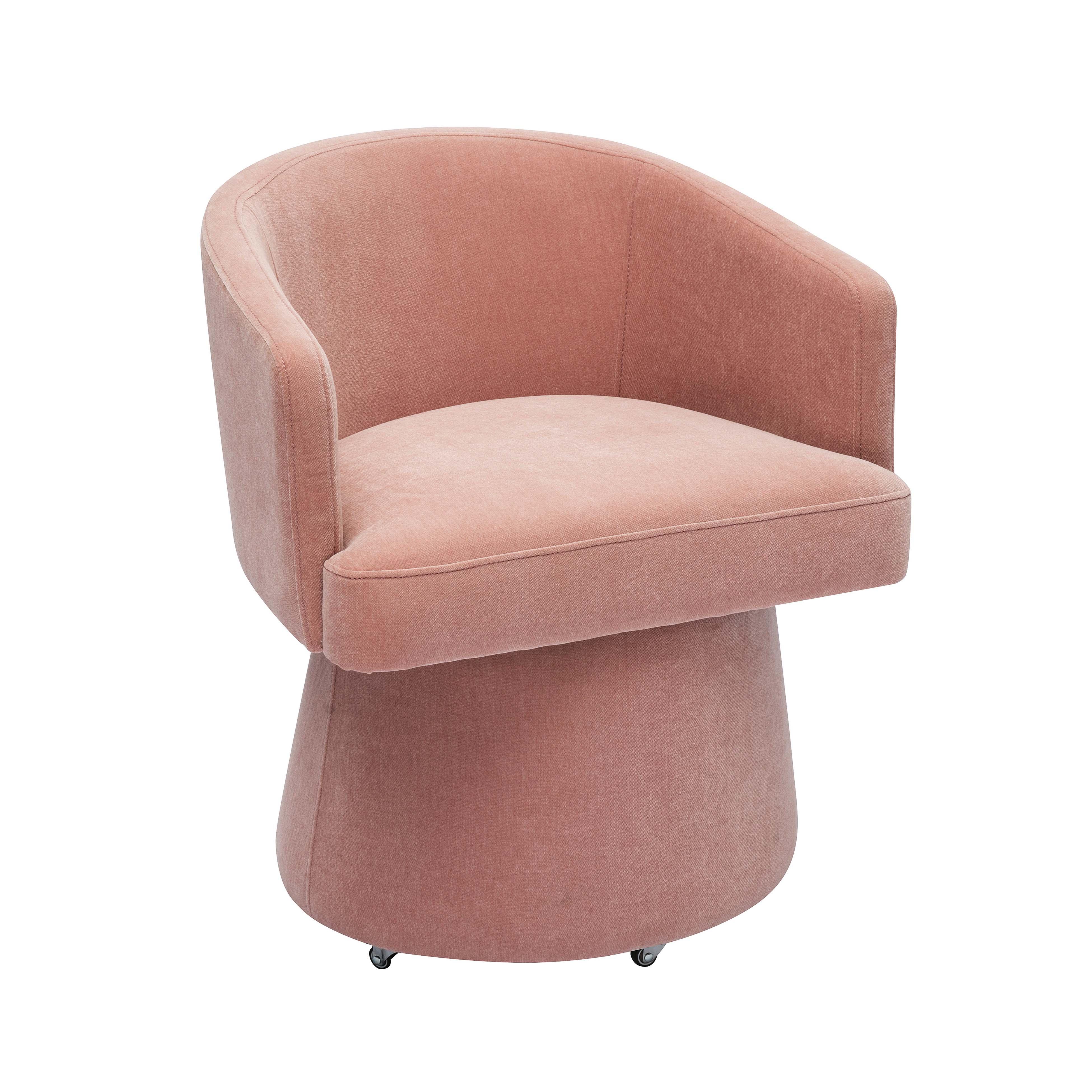 Kristen Pink Upcycled Chenille Rolling Desk Chair - Remutear