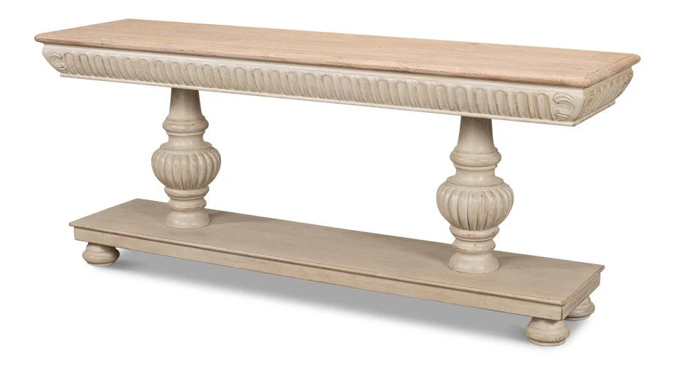 Hugo Console - Stone Grey W/Natural Top - Remutear