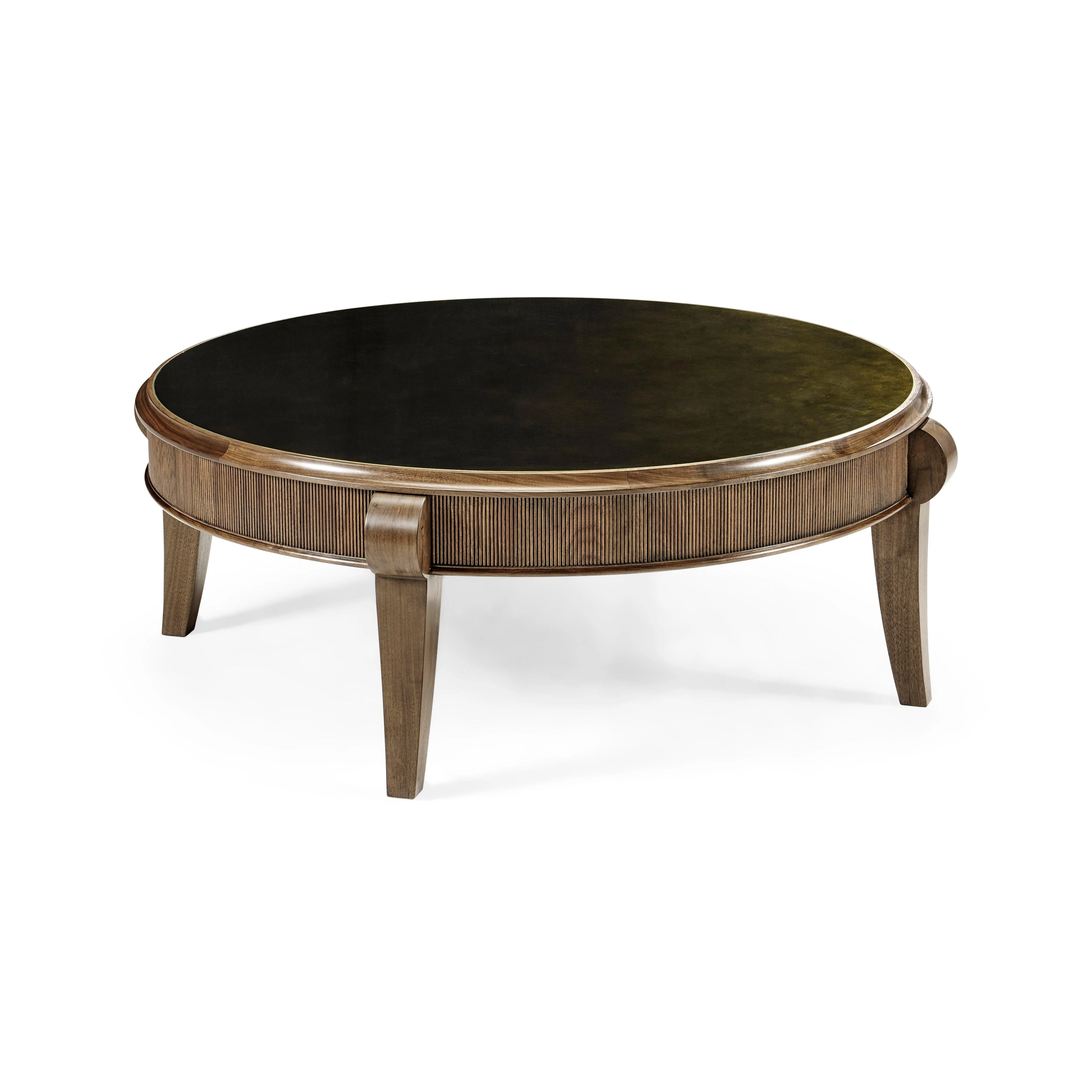 Berkley Circular Walnut & Dark Moss Bronze Cocktail Table - Remutear