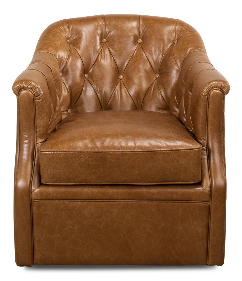 Coolidge Leather Swivel Chair - Cuba Brn - Remutear