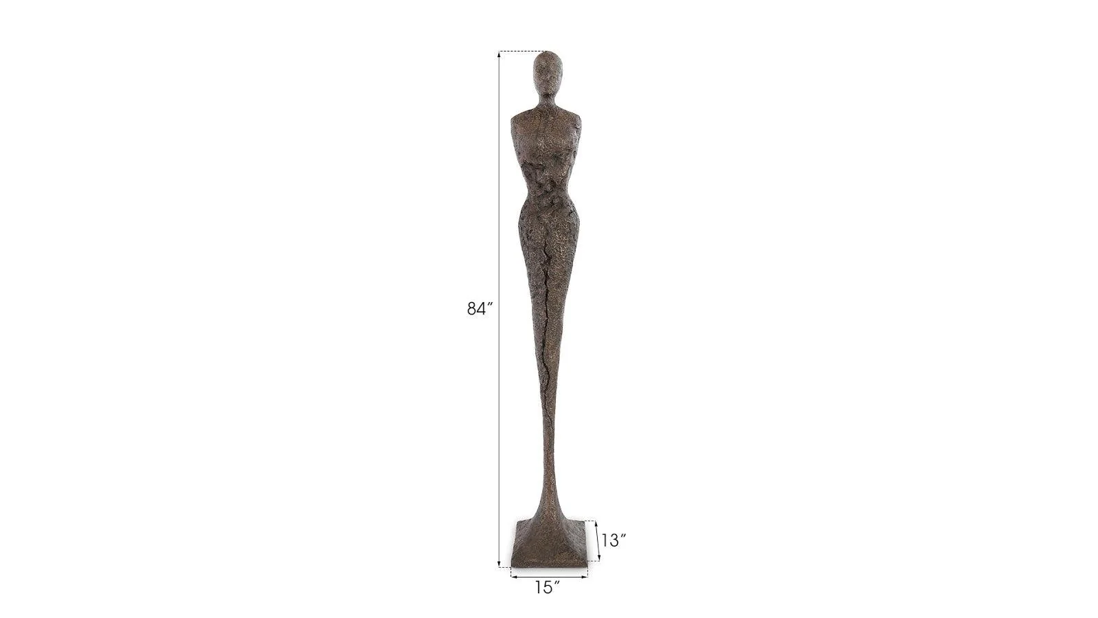 Tall Chiseled Female Sculpture, Resin, Bronze Finish - Remutear