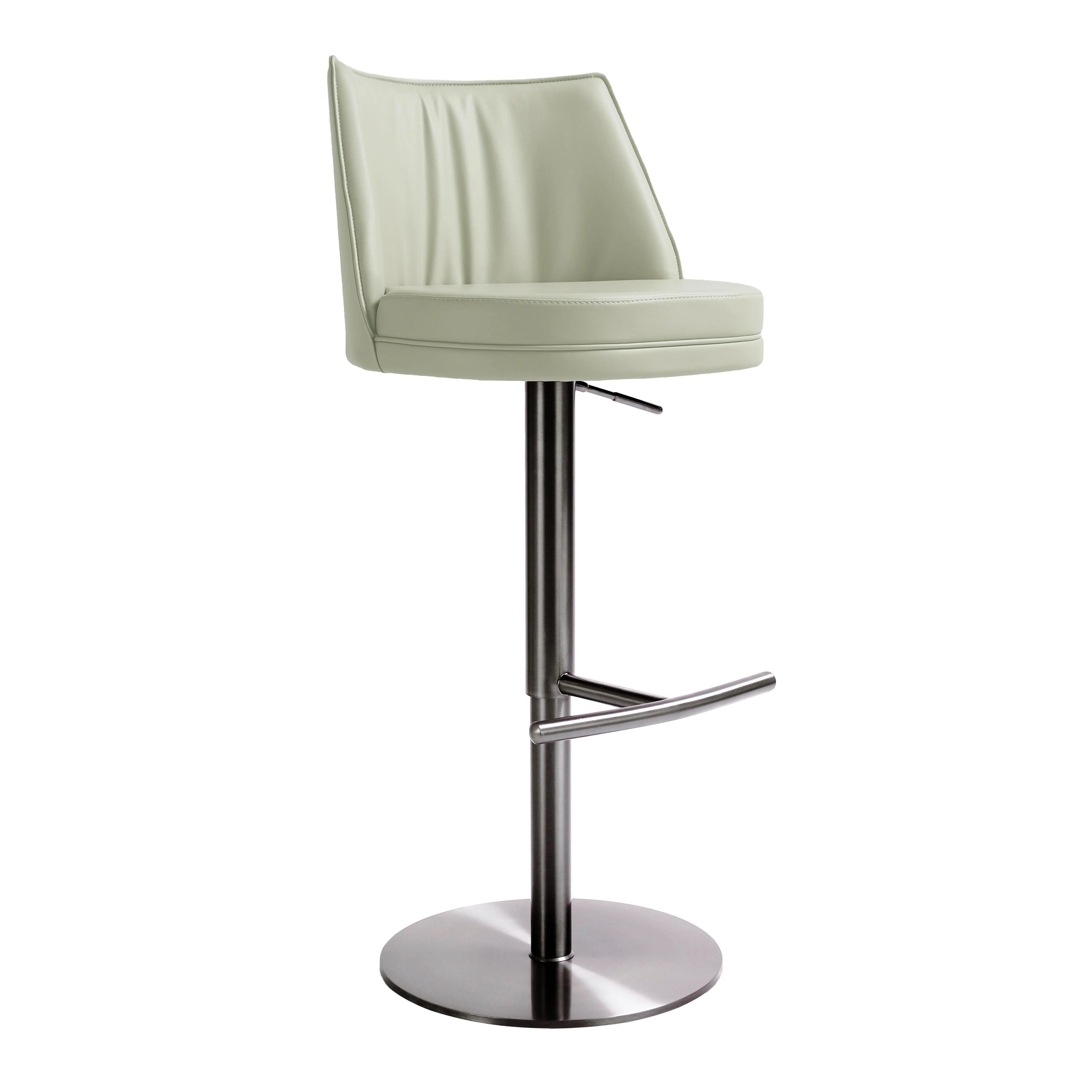 Gala Light Grey Vegan Leather on Black Adjustable Stool - Remutear