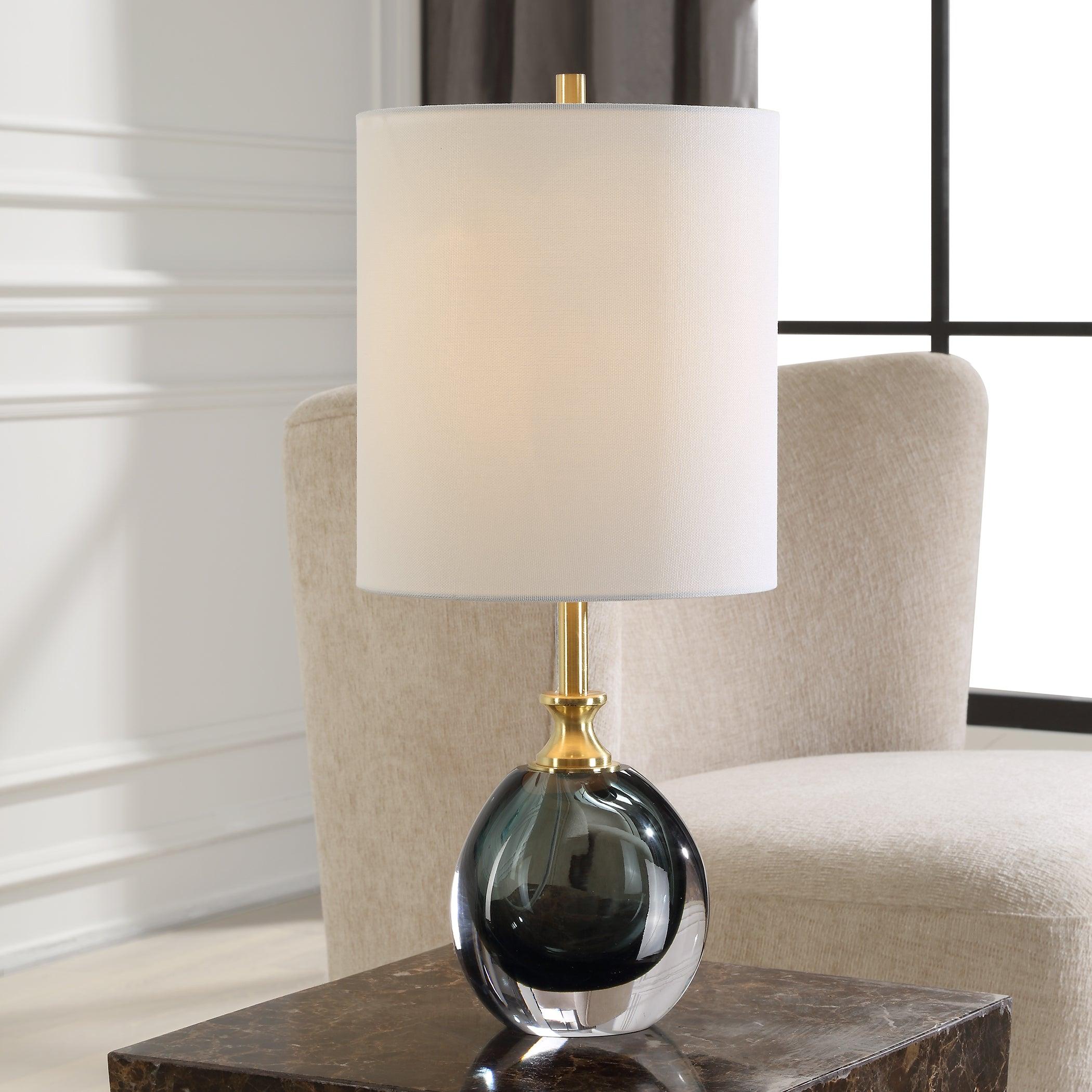 Enigma Teal Blue Glass Buffet Lamp - Remutear