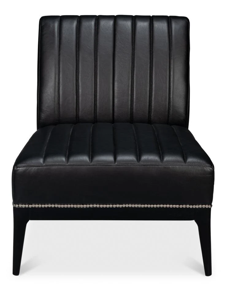Agave Slipper Chair Distilled Lthr - Blk - Remutear