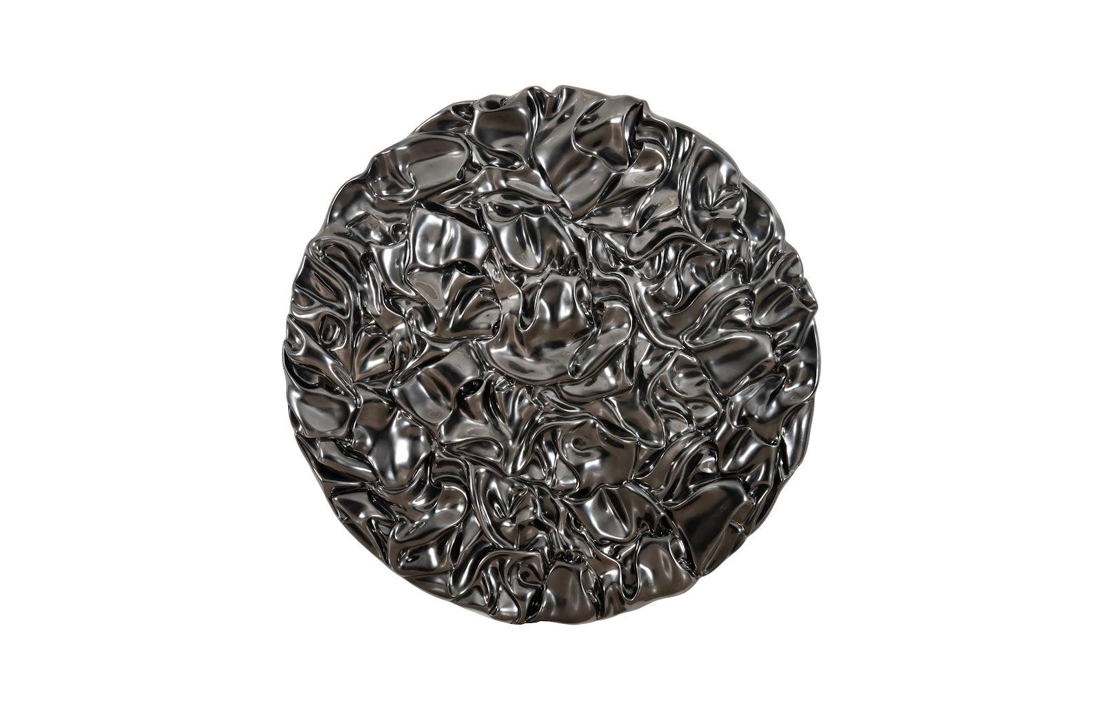 Drape Wall Art, Round, Liquid Silver - Remutear