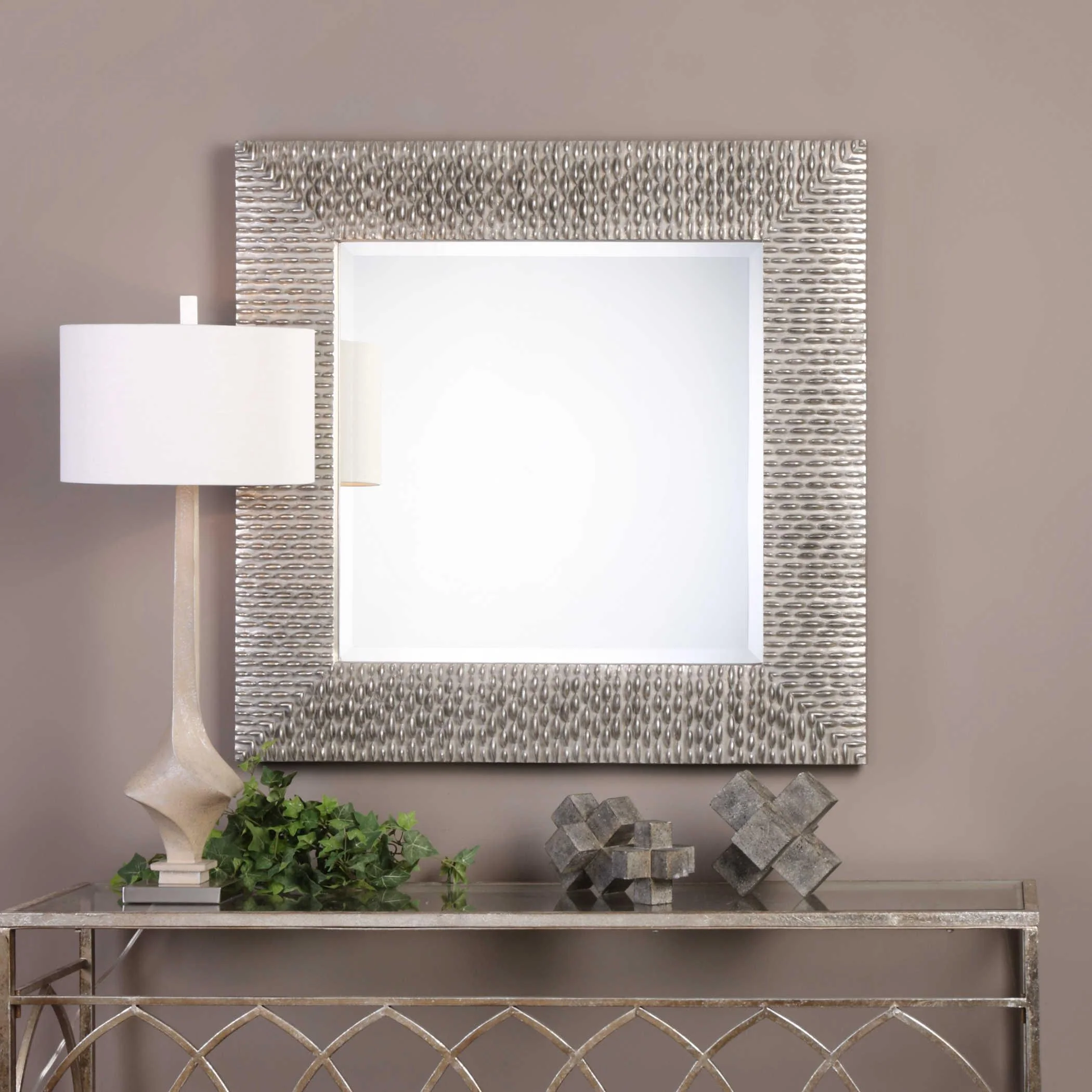 CRESSIDA DISTRESSED SILVER SQUARE MIRROR - Remutear